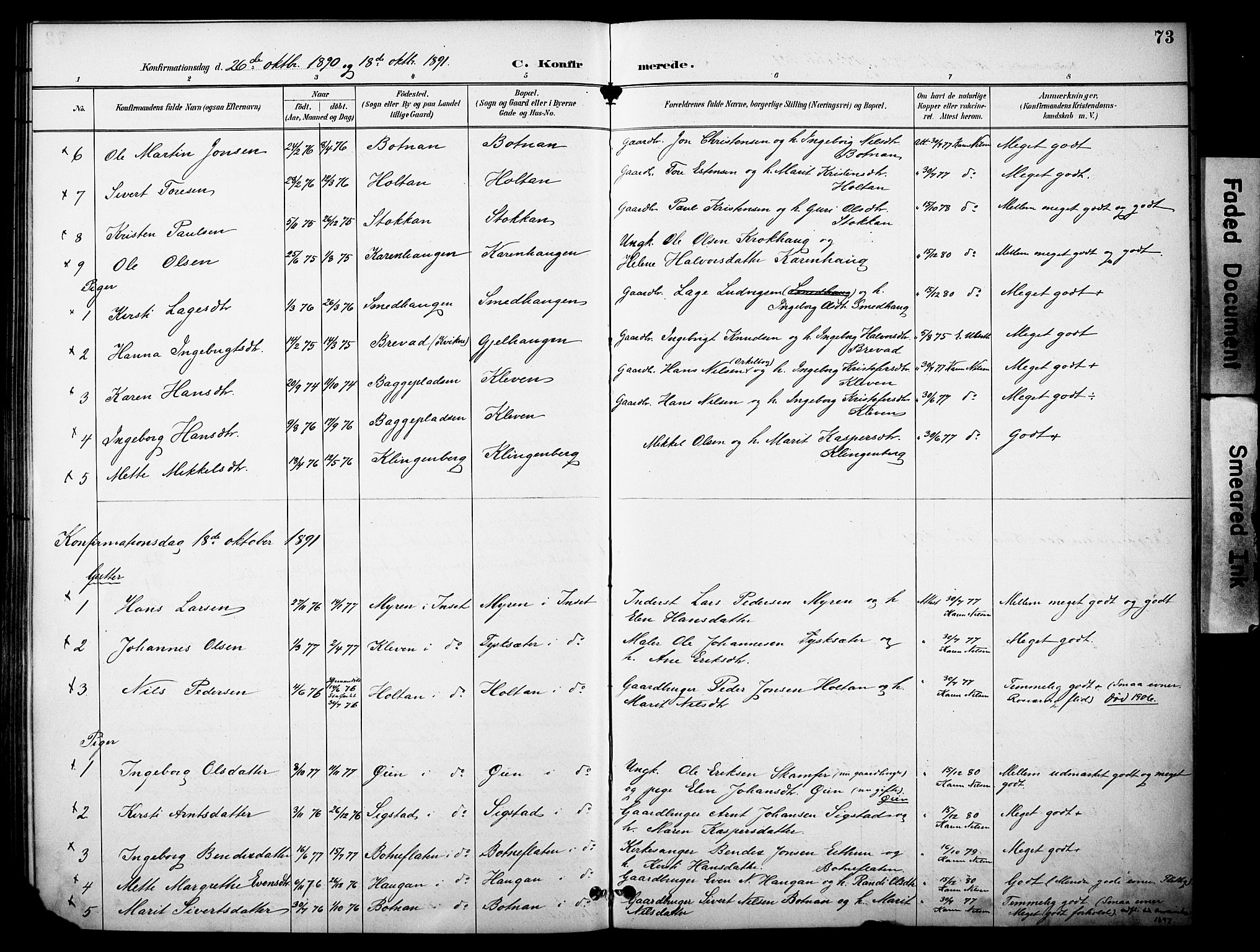 Kvikne prestekontor, AV/SAH-PREST-064/H/Ha/Haa/L0007: Parish register (official) no. 7, 1887-1911, p. 73