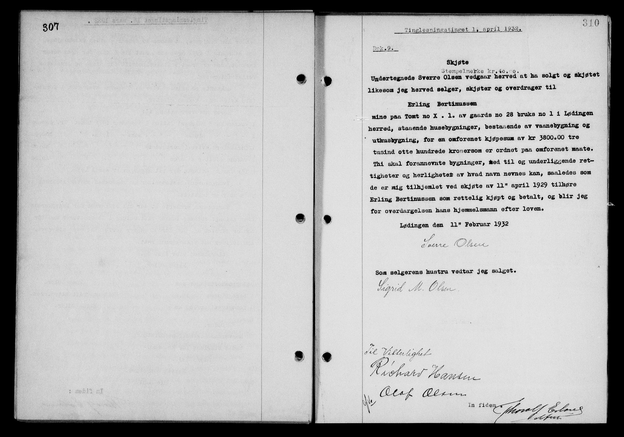 Steigen og Ofoten sorenskriveri, SAT/A-0030/1/2/2C/L0020/0002: Mortgage book no. 23 og 25-I, 1932-1932, Deed date: 01.04.1932