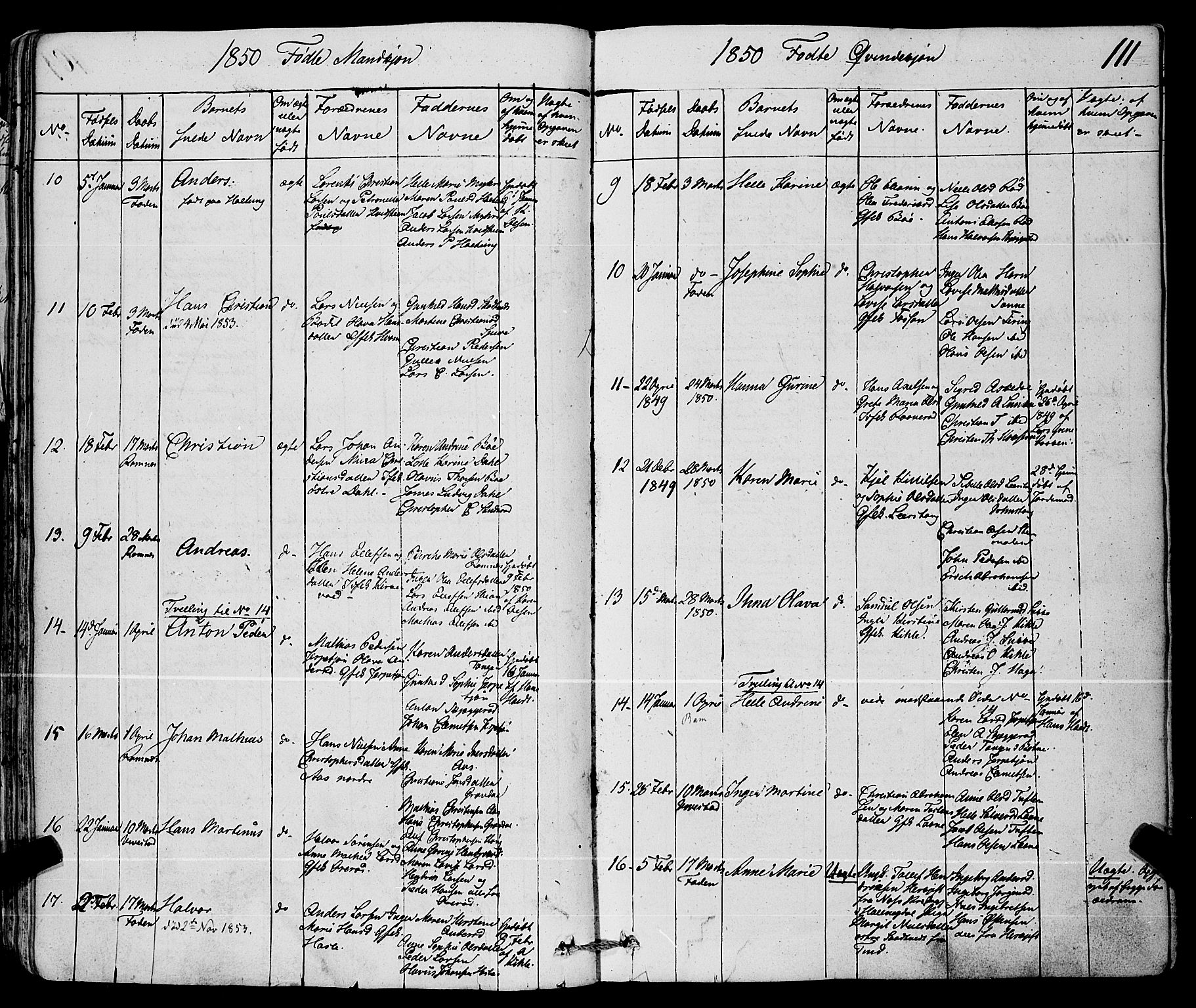 Ramnes kirkebøker, AV/SAKO-A-314/F/Fa/L0005: Parish register (official) no. I 5, 1841-1861, p. 110-111