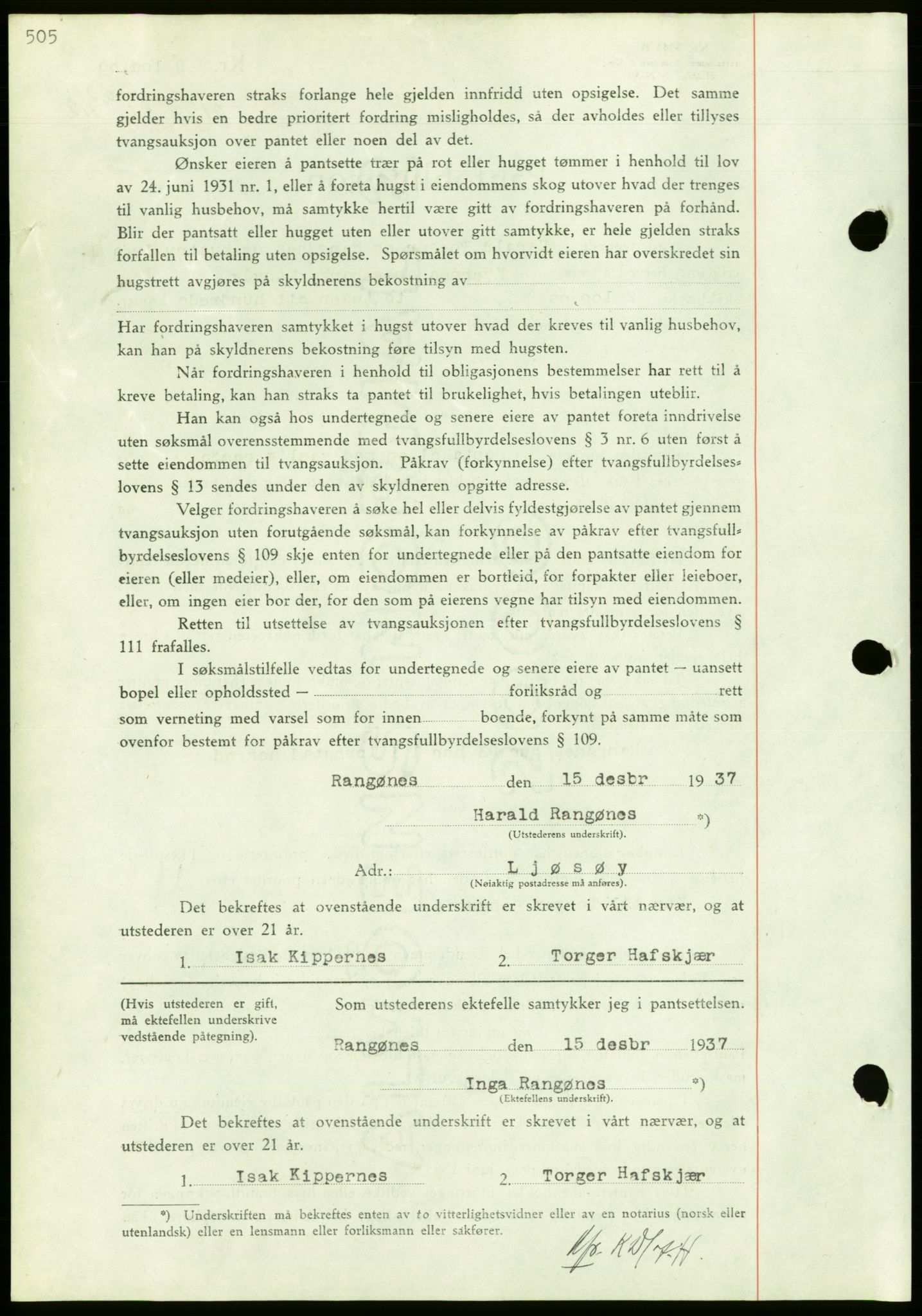 Nordmøre sorenskriveri, AV/SAT-A-4132/1/2/2Ca/L0092: Mortgage book no. B82, 1937-1938, Diary no: : 3156/1937