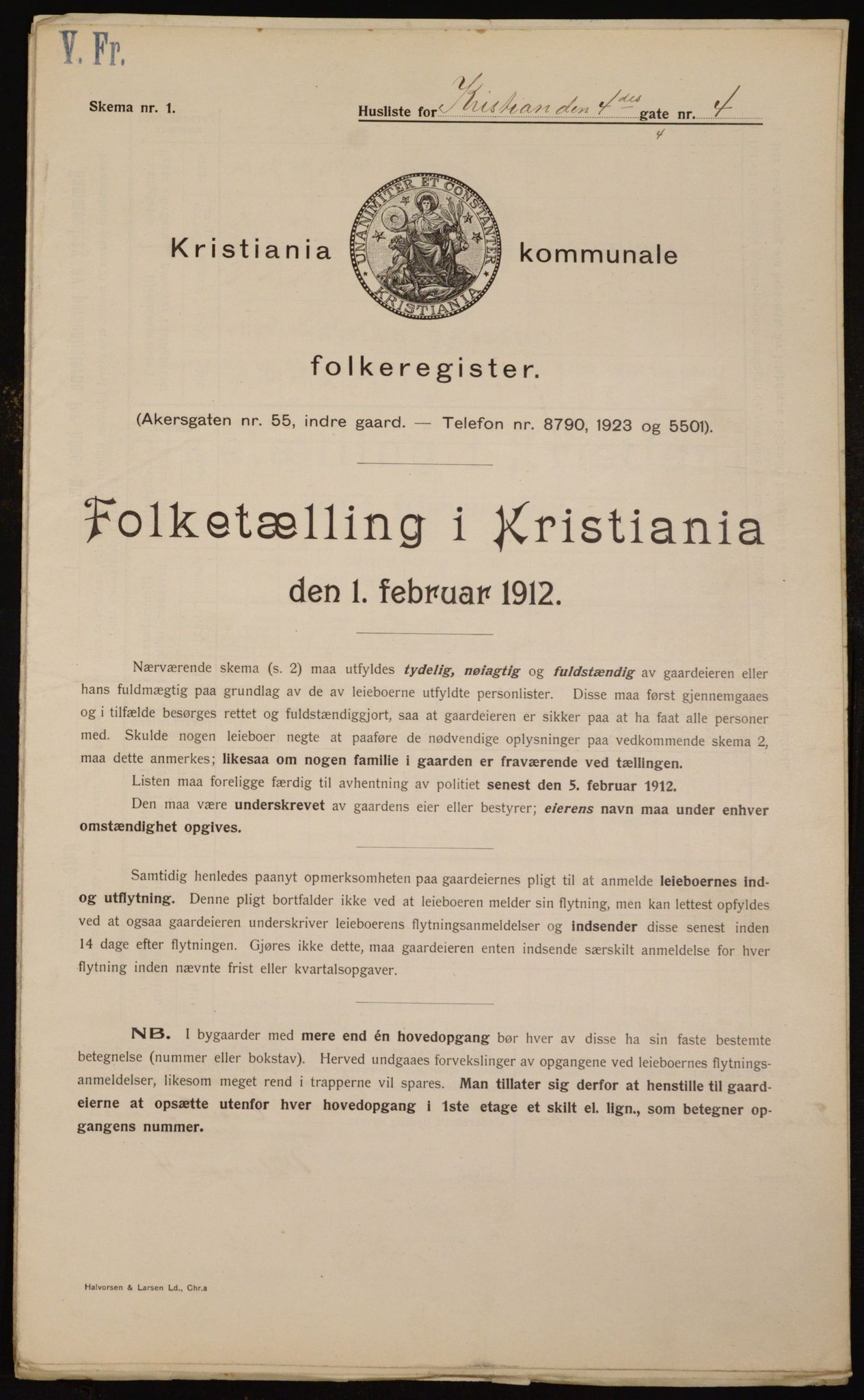 OBA, Municipal Census 1912 for Kristiania, 1912, p. 54384