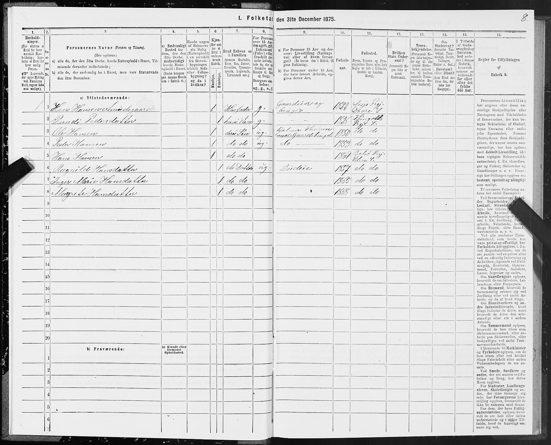 SAT, 1875 census for 1544P Bolsøy, 1875, p. 4008