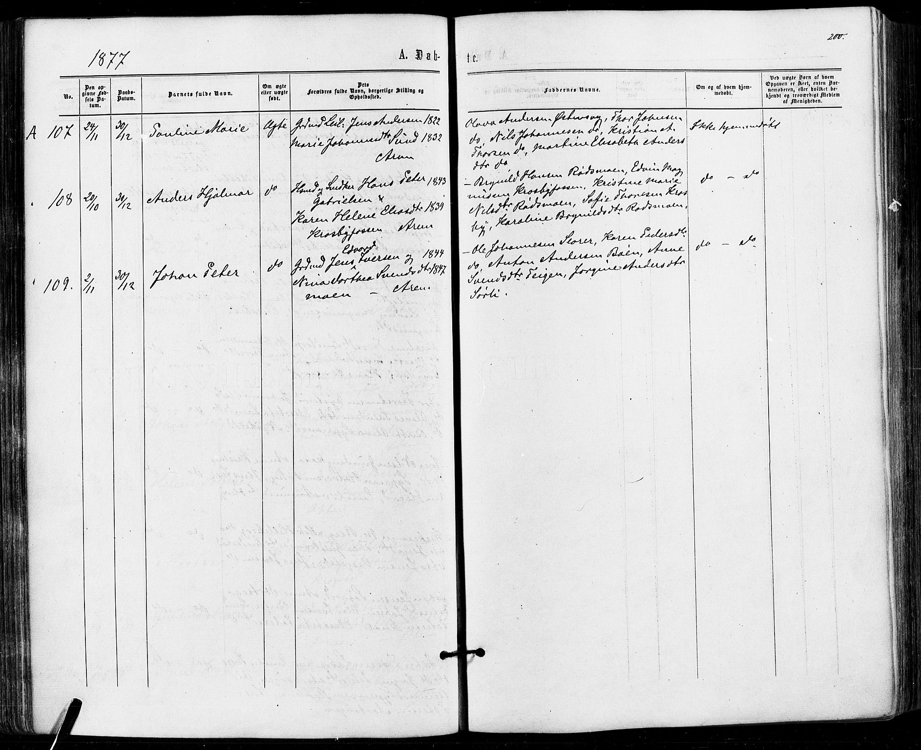 Aremark prestekontor Kirkebøker, SAO/A-10899/F/Fc/L0004: Parish register (official) no. III 4, 1866-1877, p. 199-200