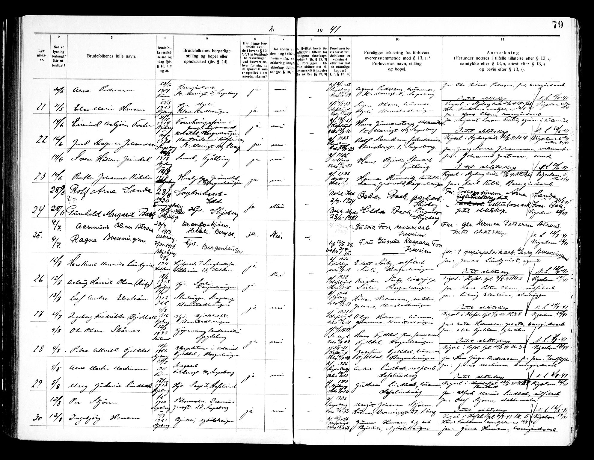Skjeberg prestekontor Kirkebøker, SAO/A-10923/H/Hc/L0001: Banns register no. III 1, 1919-1949, p. 79