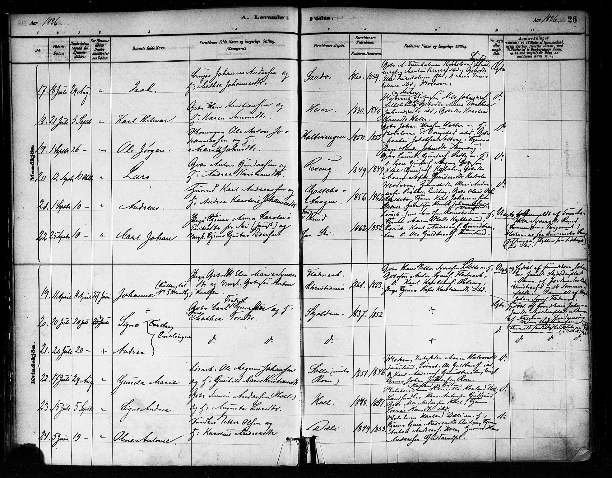 Askim prestekontor Kirkebøker, AV/SAO-A-10900/F/Fa/L0007: Parish register (official) no. 7, 1882-1897, p. 26