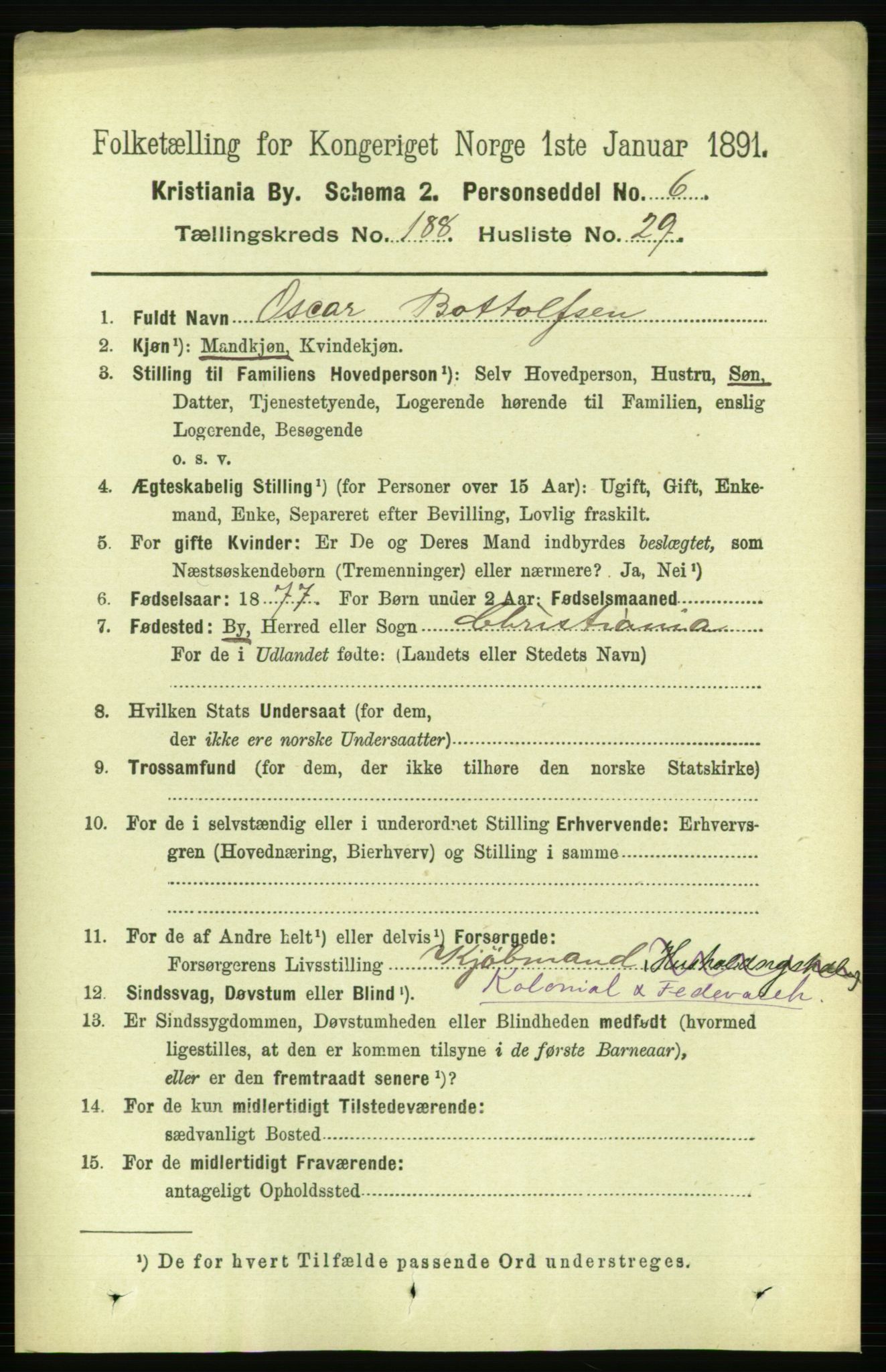 RA, 1891 census for 0301 Kristiania, 1891, p. 113050