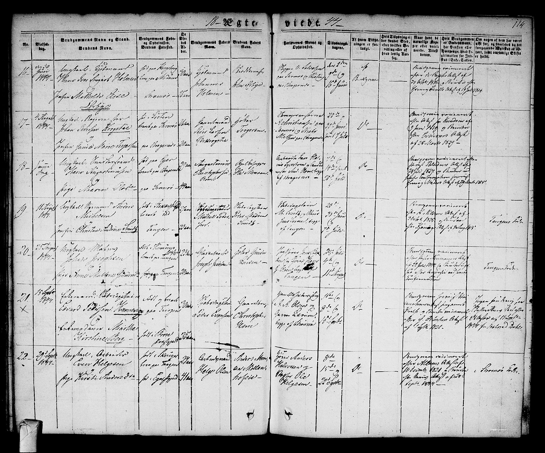 Strømsø kirkebøker, AV/SAKO-A-246/F/Fa/L0013: Parish register (official) no. I 13, 1830-1847, p. 114