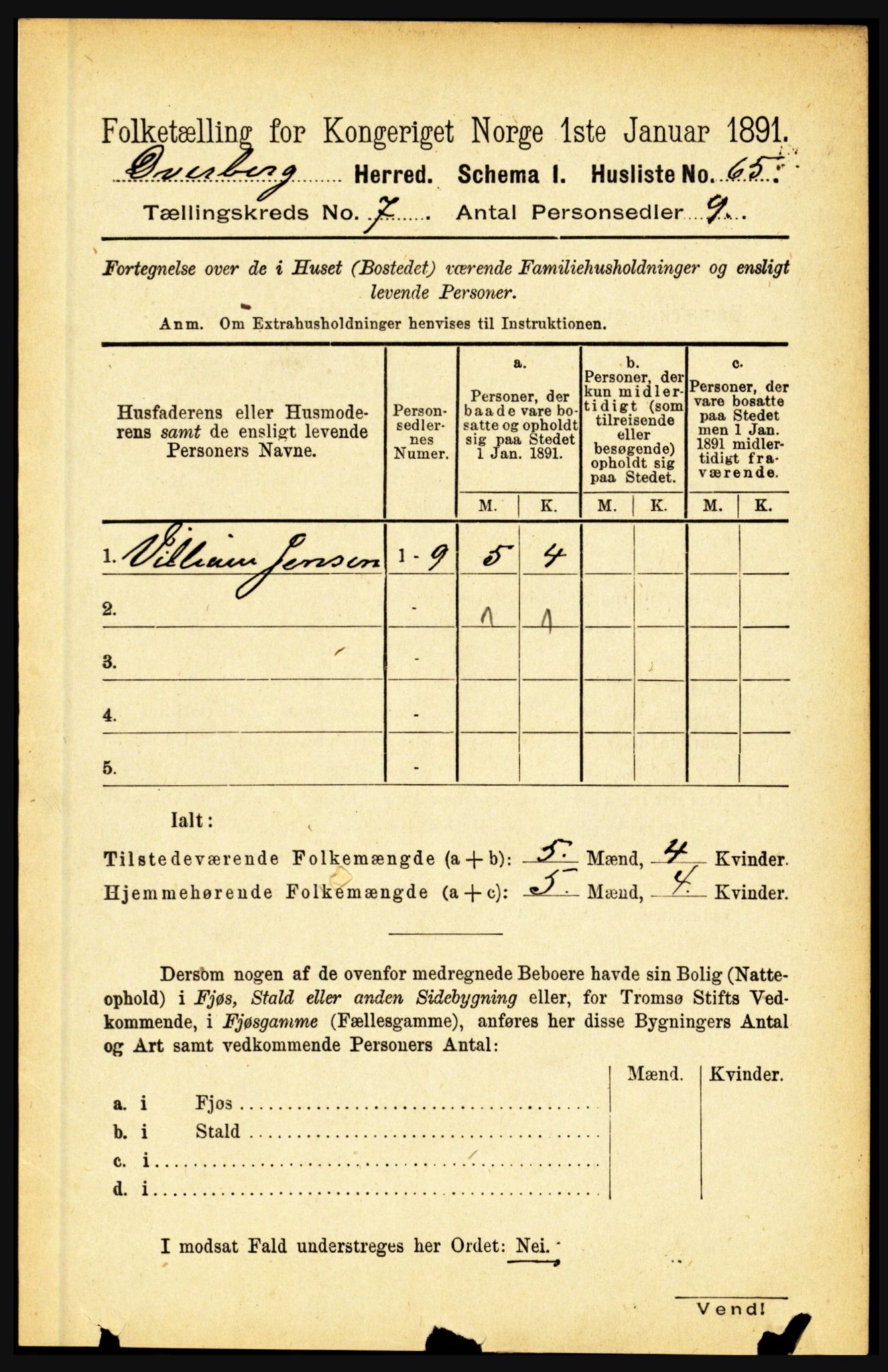 RA, 1891 census for 1872 Dverberg, 1891, p. 2569