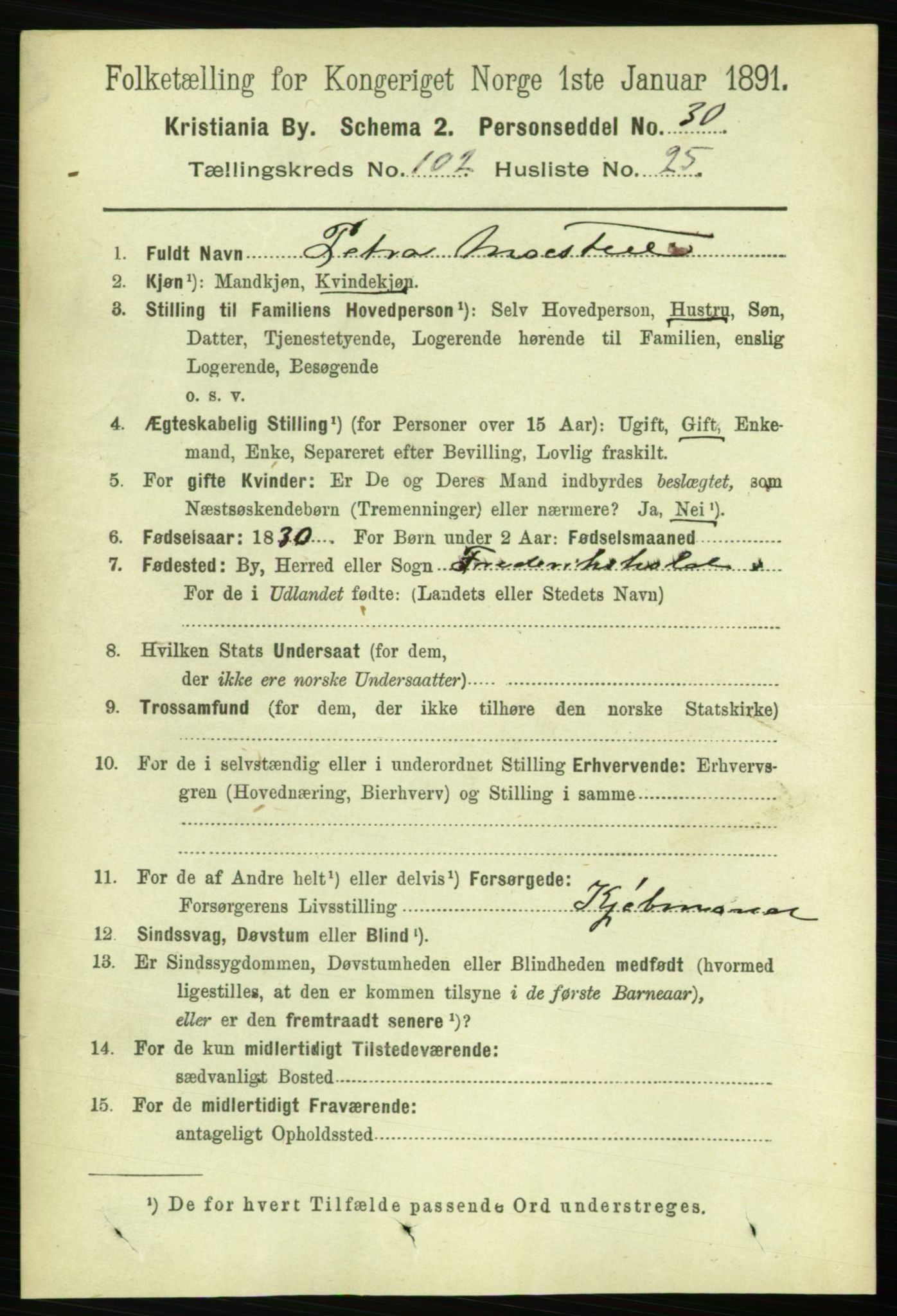 RA, 1891 census for 0301 Kristiania, 1891, p. 51101