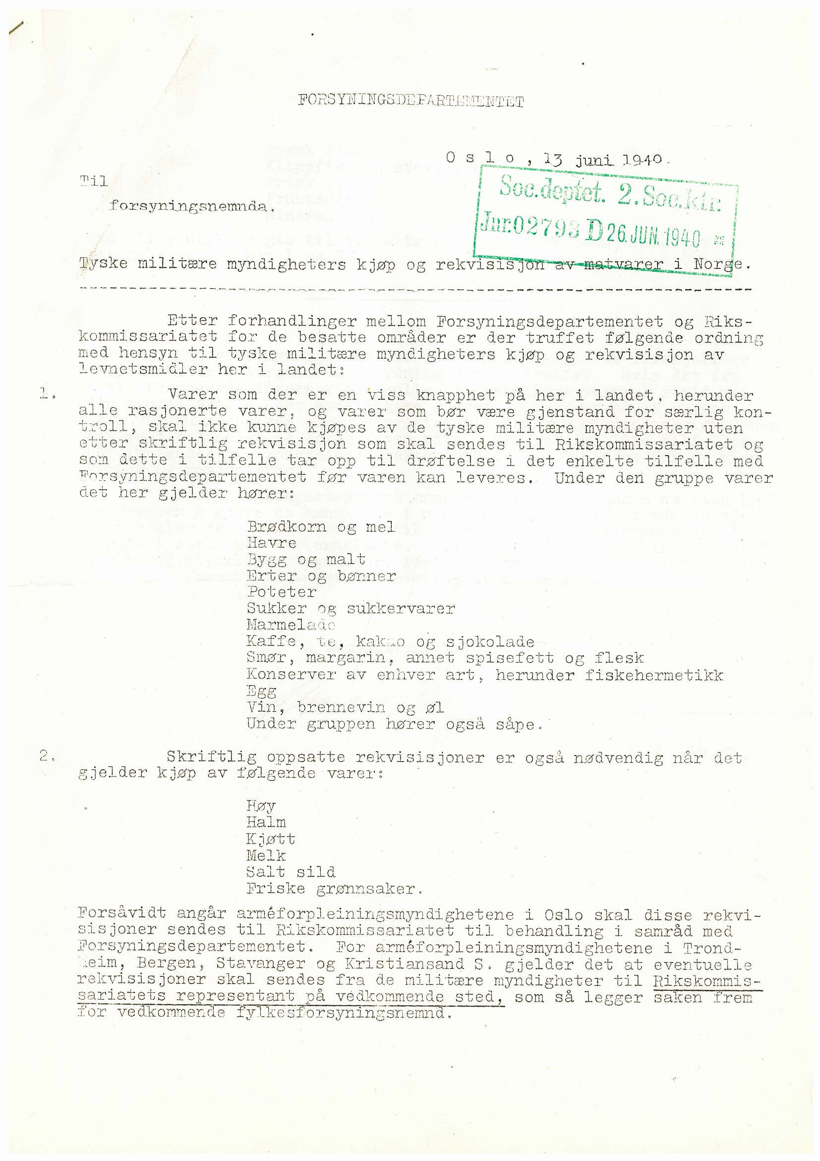 Sosialdepartementet, 2. sosialkontor D (1948-1975), AV/RA-S-3455, 1940-1942, p. 1
