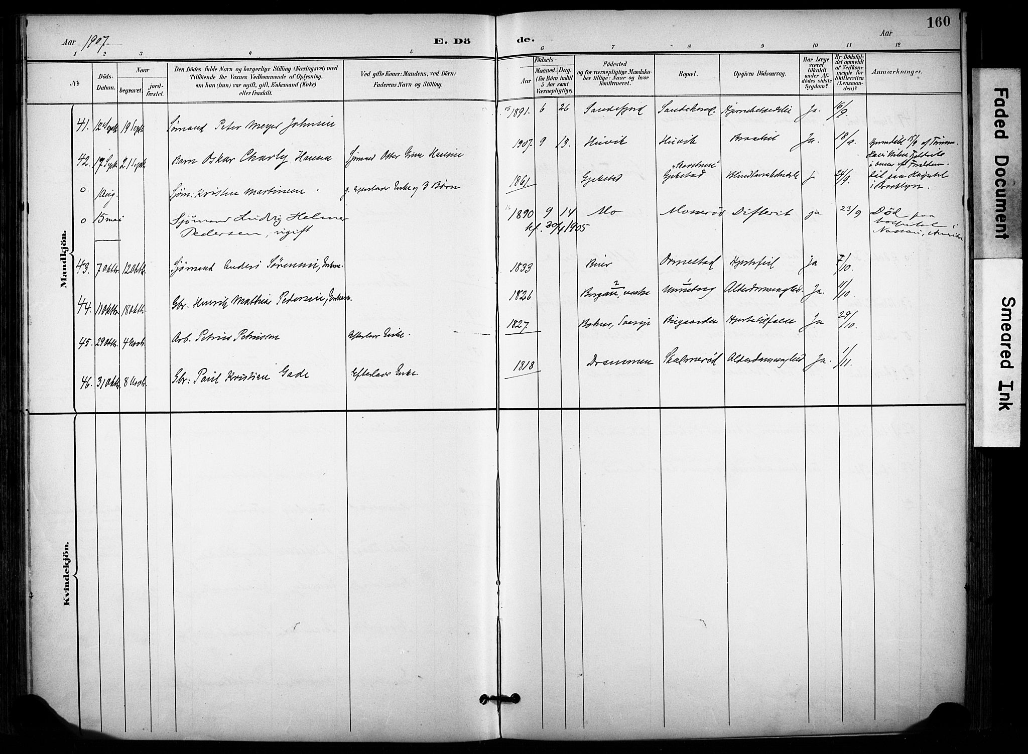 Sandar kirkebøker, AV/SAKO-A-243/F/Fa/L0015: Parish register (official) no. 15, 1896-1907, p. 160