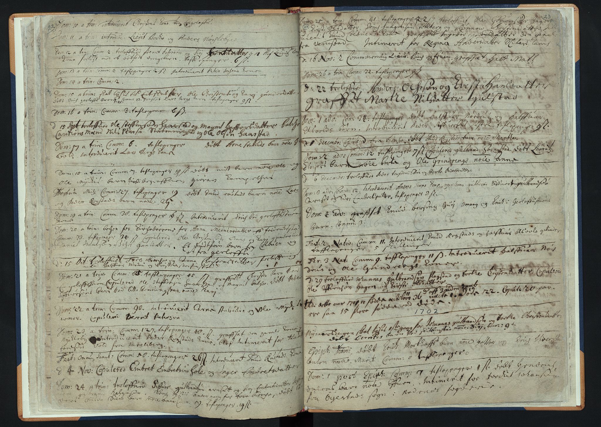 Løten prestekontor, AV/SAH-PREST-022/K/Ka/L0001: Parish register (official) no. 1, 1694-1711, p. 22-23