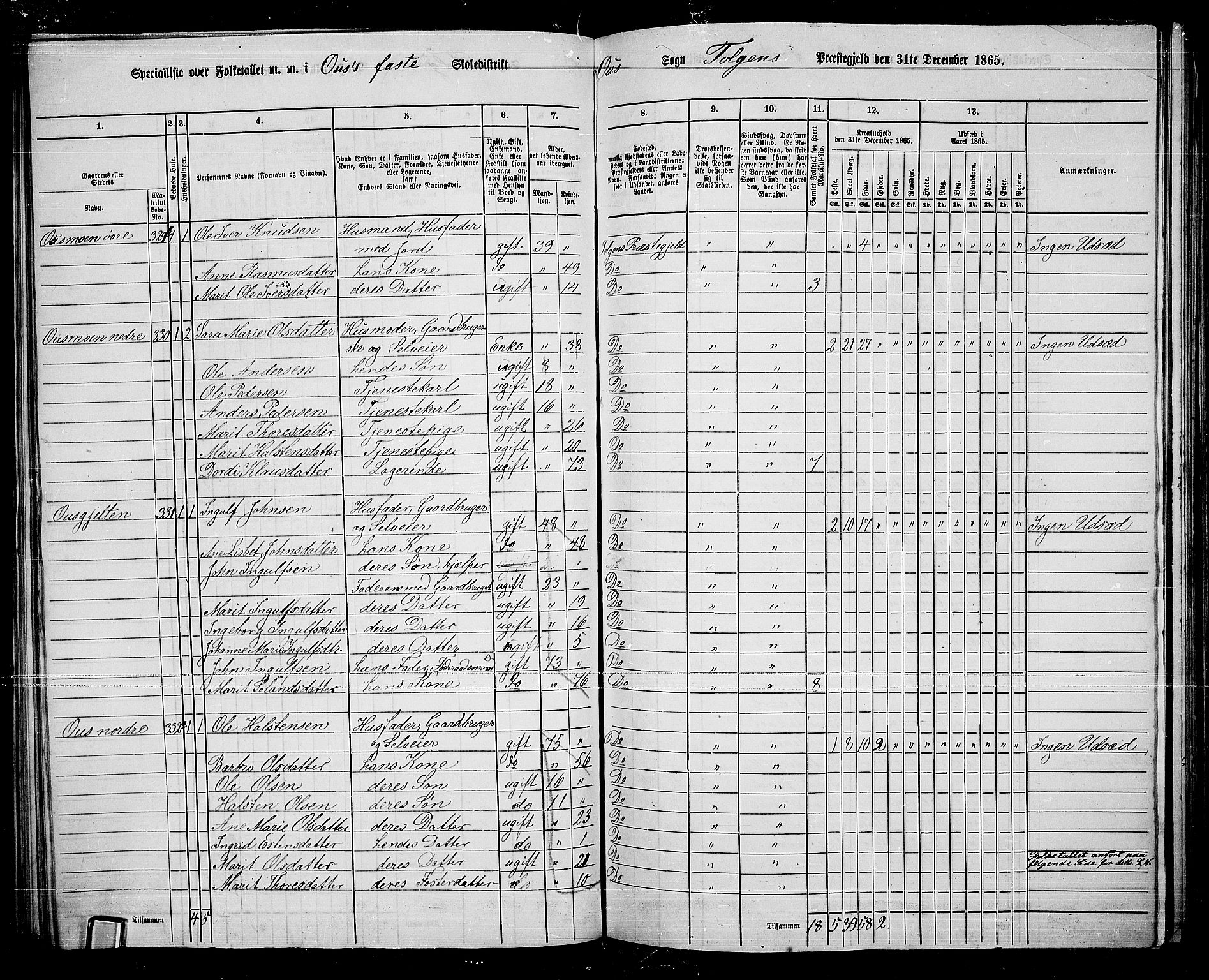 RA, 1865 census for Tolga, 1865, p. 146