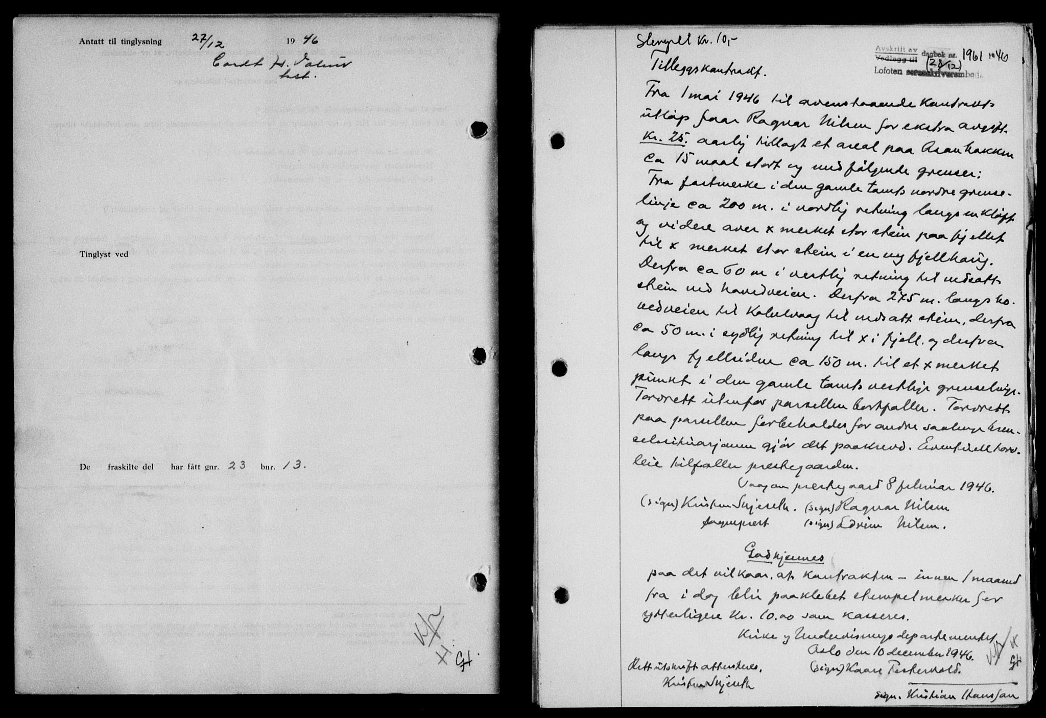 Lofoten sorenskriveri, SAT/A-0017/1/2/2C/L0015a: Mortgage book no. 15a, 1946-1947, Diary no: : 1961/1946
