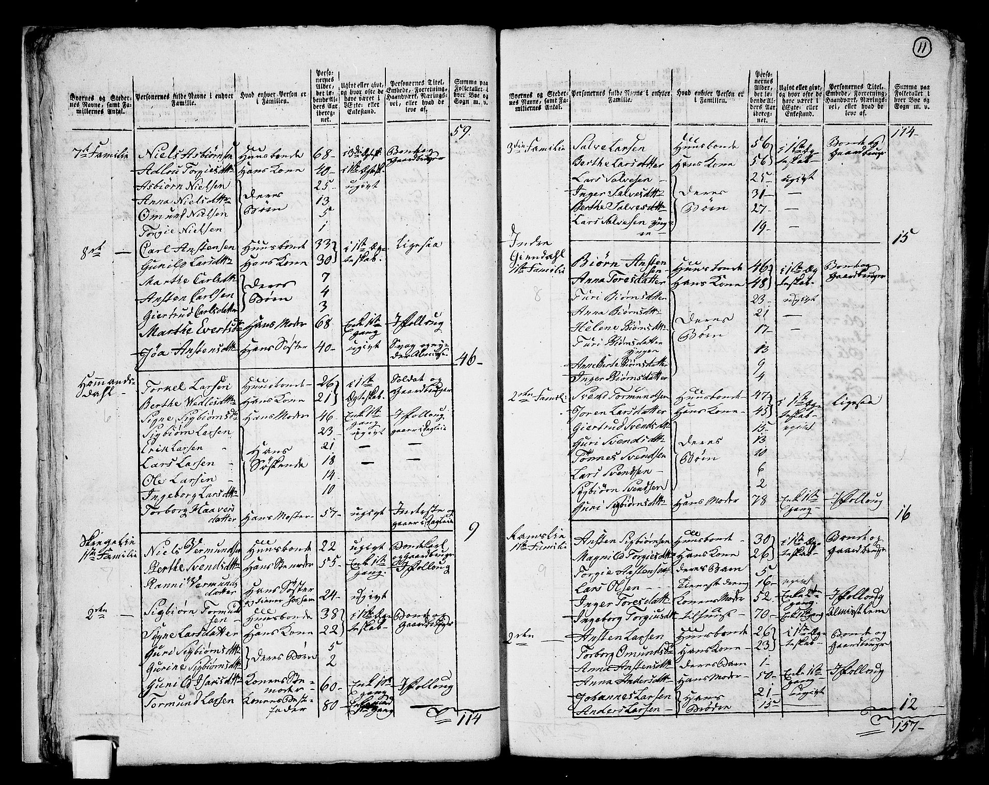 RA, 1801 census for 1045P Bakke, 1801, p. 10b-11a