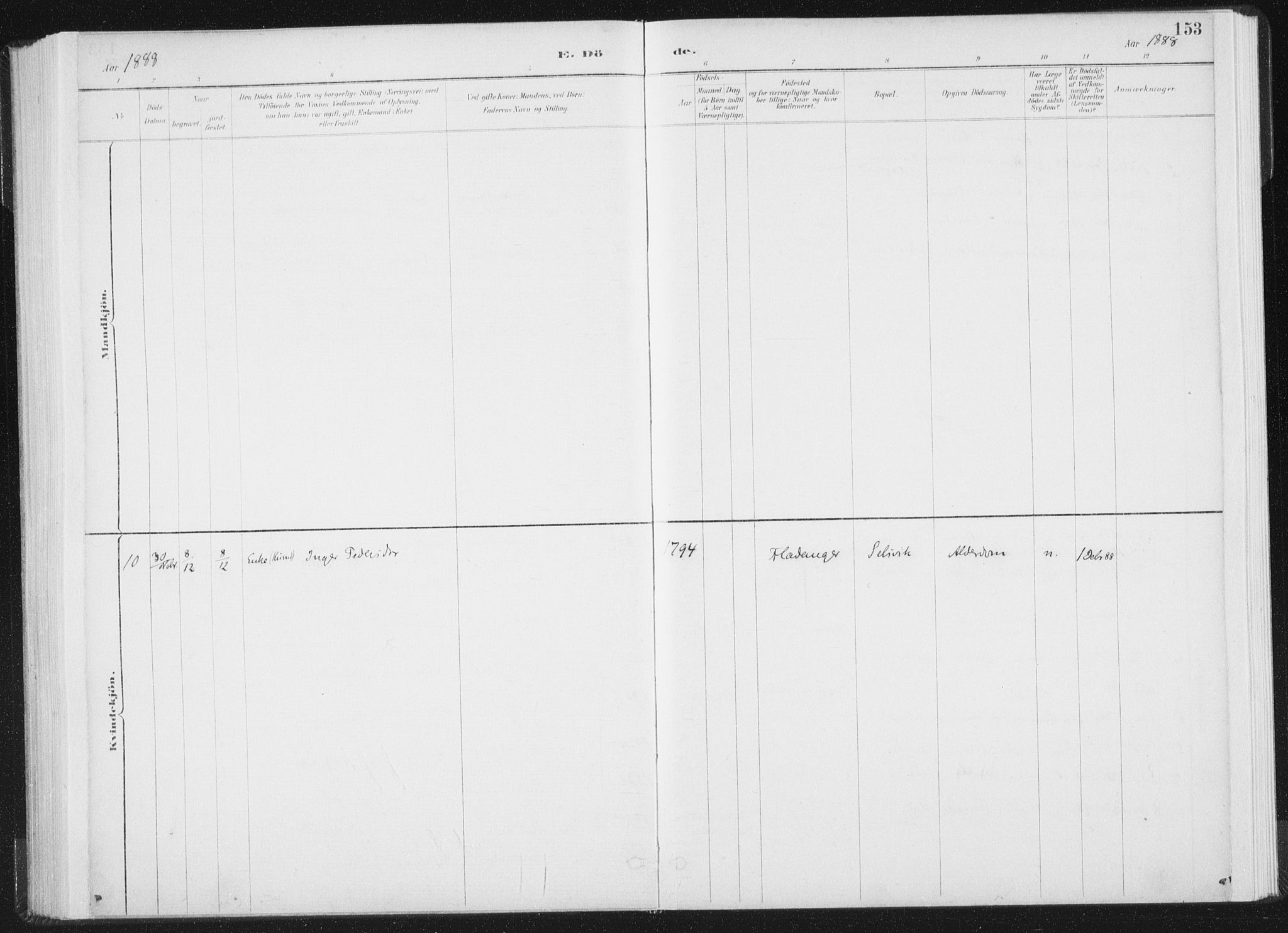 Ministerialprotokoller, klokkerbøker og fødselsregistre - Nord-Trøndelag, SAT/A-1458/771/L0597: Parish register (official) no. 771A04, 1885-1910, p. 153