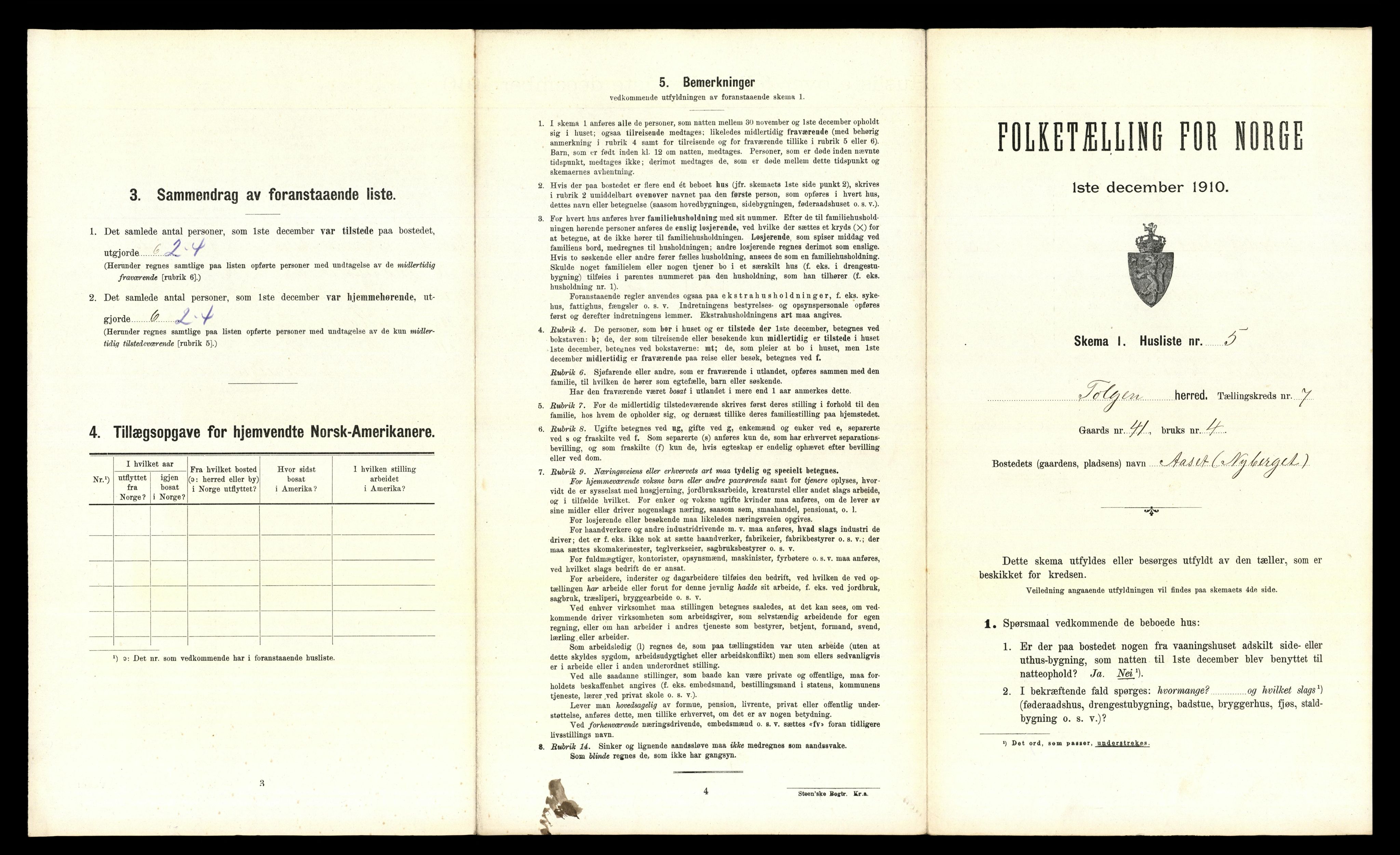 RA, 1910 census for Tolga, 1910, p. 500