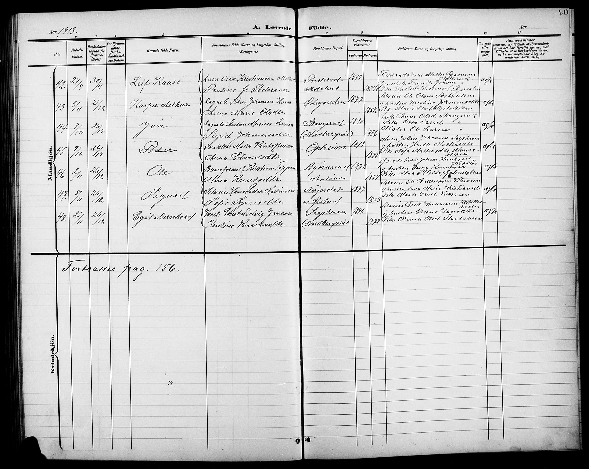 Søndre Land prestekontor, AV/SAH-PREST-122/L/L0004: Parish register (copy) no. 4, 1901-1915, p. 90