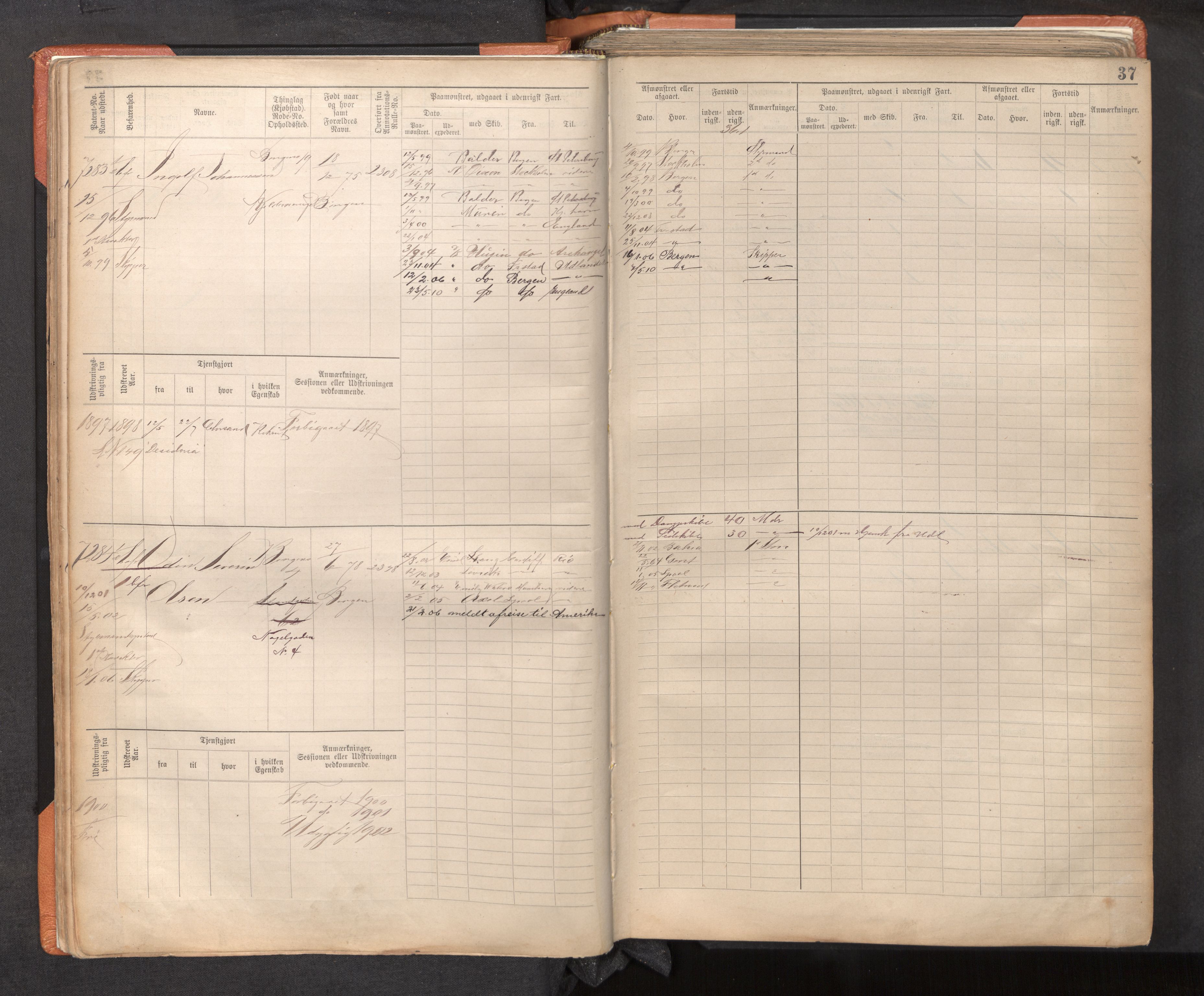 Innrulleringssjefen i Bergen, AV/SAB-A-100050/F/Fc/L0012: Sjøfartshovedrulle, nr. 7211 - 8168, 1895-1900, p. 37
