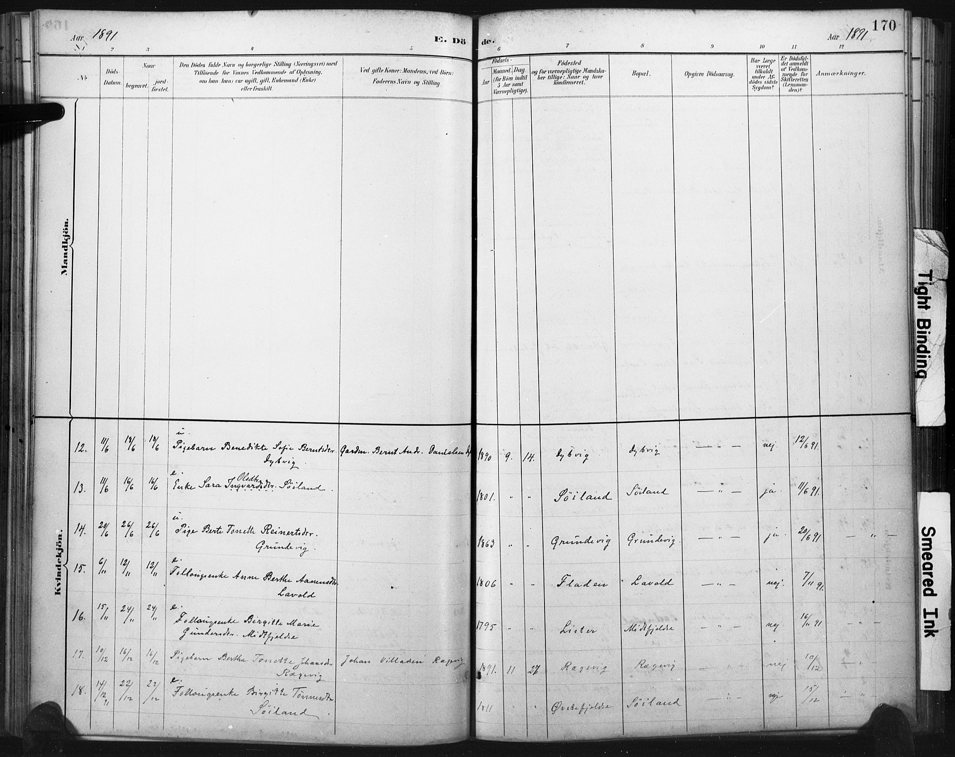 Flekkefjord sokneprestkontor, AV/SAK-1111-0012/F/Fa/Fac/L0008: Parish register (official) no. A 8, 1885-1898, p. 170