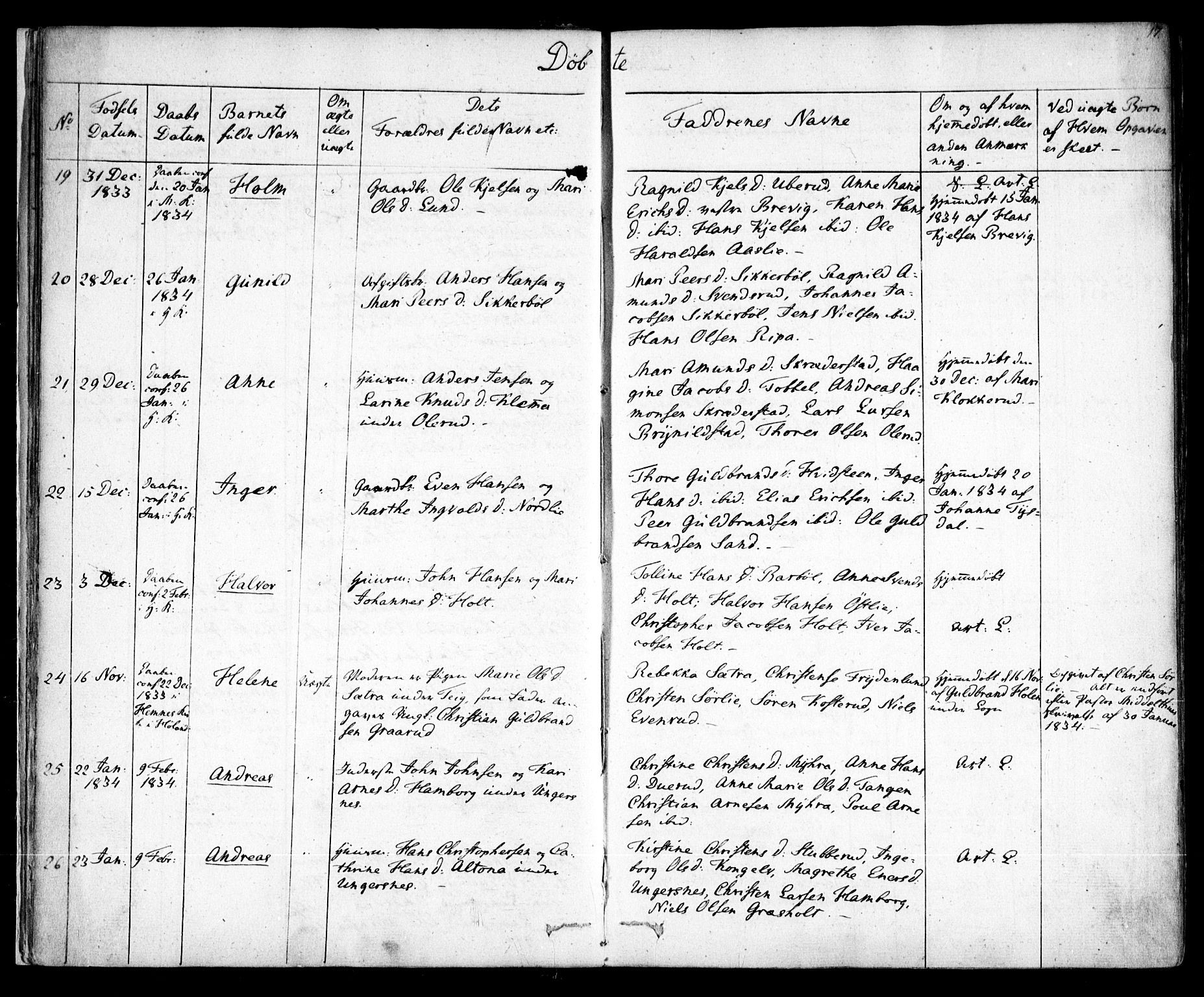 Enebakk prestekontor Kirkebøker, AV/SAO-A-10171c/F/Fa/L0009: Parish register (official) no. I 9, 1832-1861, p. 17