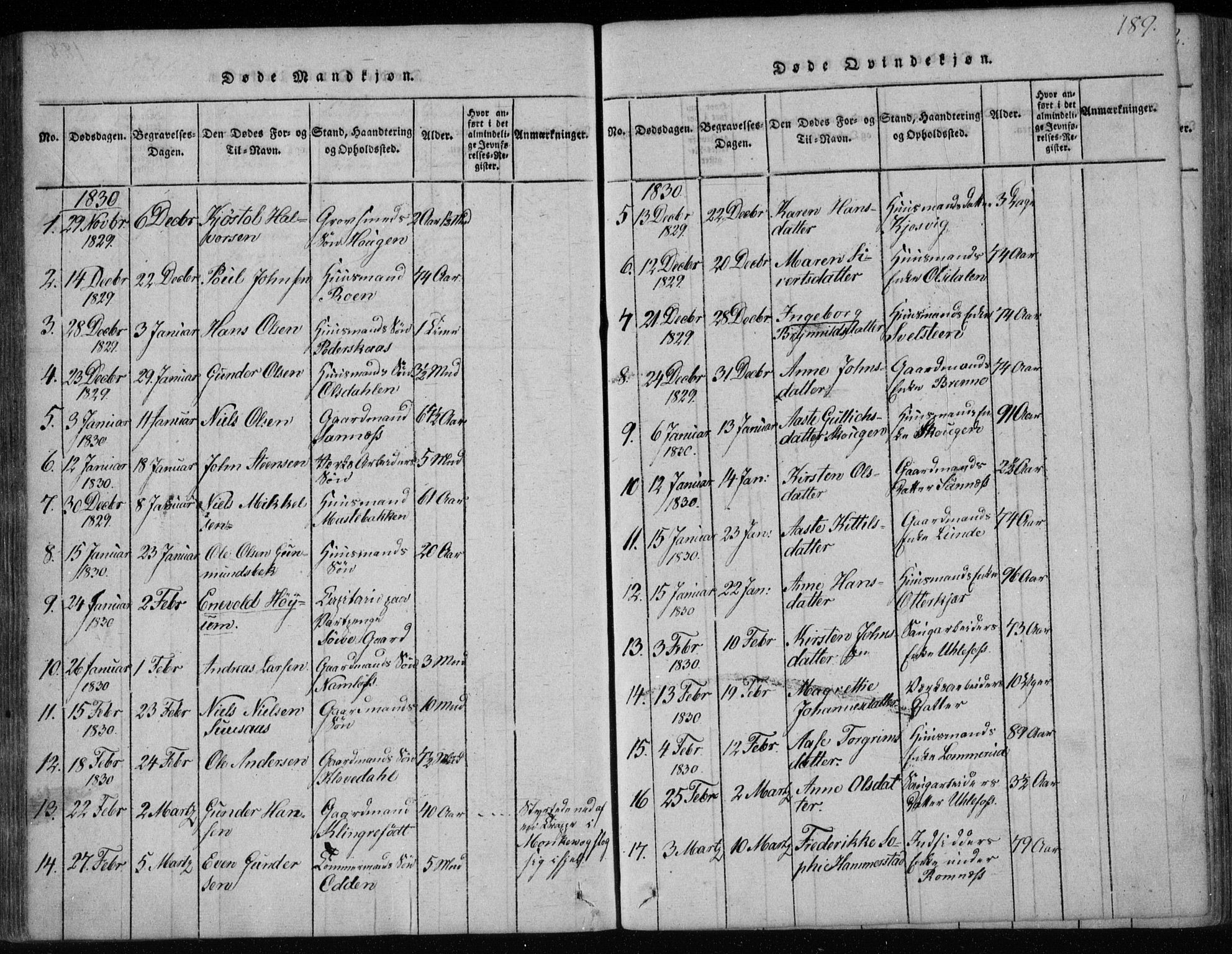 Holla kirkebøker, SAKO/A-272/F/Fa/L0003: Parish register (official) no. 3, 1815-1830, p. 189