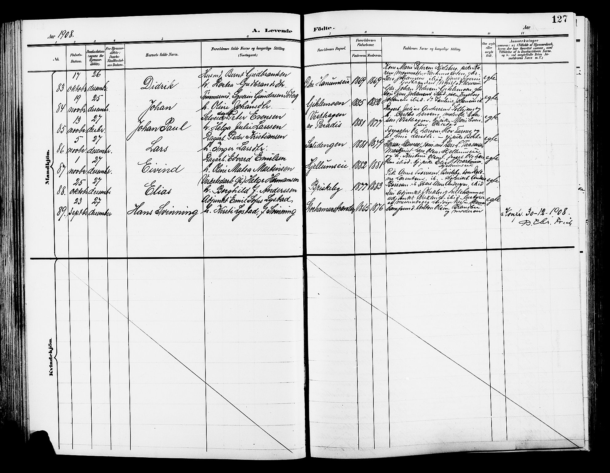 Vang prestekontor, Hedmark, SAH/PREST-008/H/Ha/Hab/L0014: Parish register (copy) no. 14, 1896-1914, p. 127