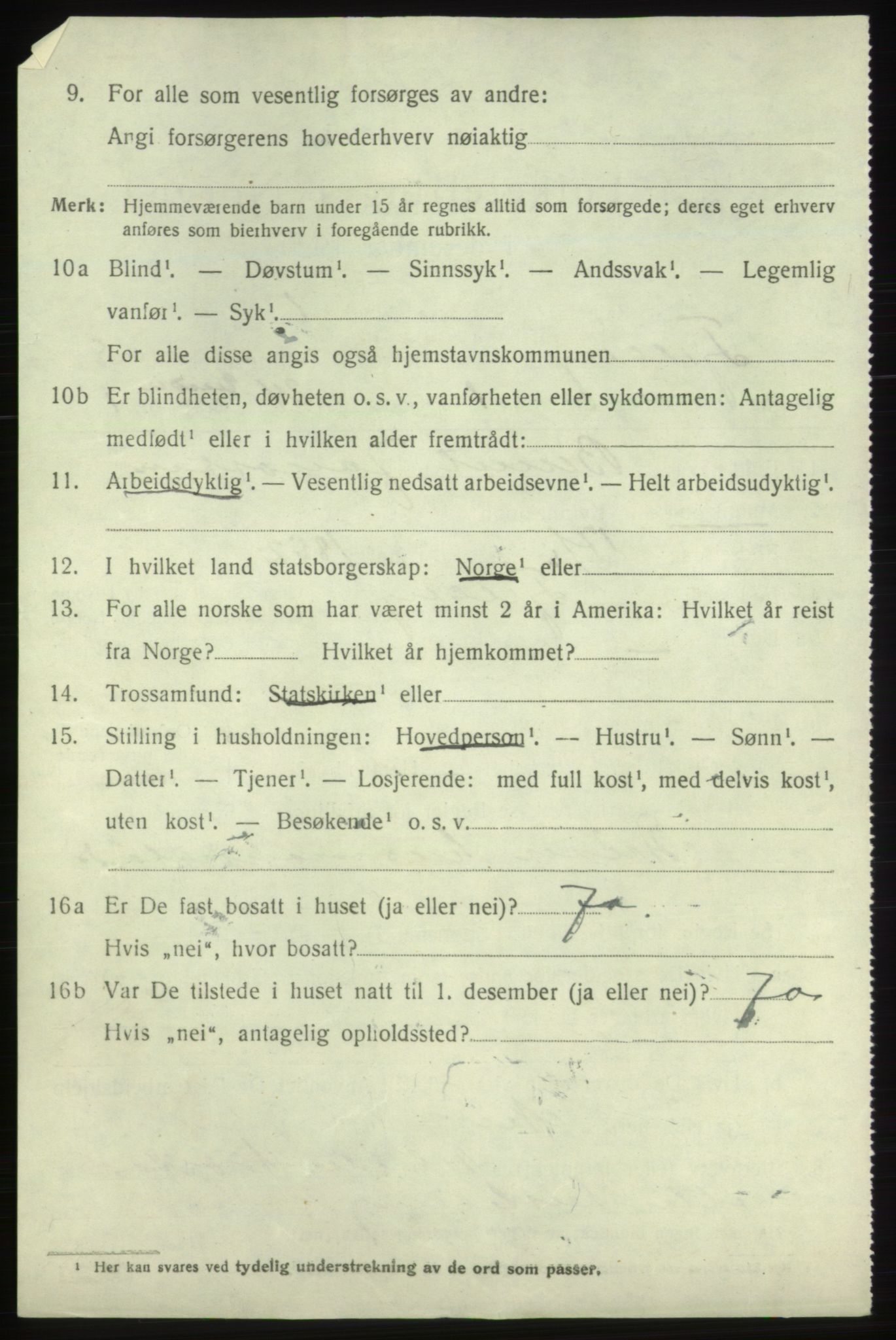 SAB, 1920 census for Fjelberg, 1920, p. 3280