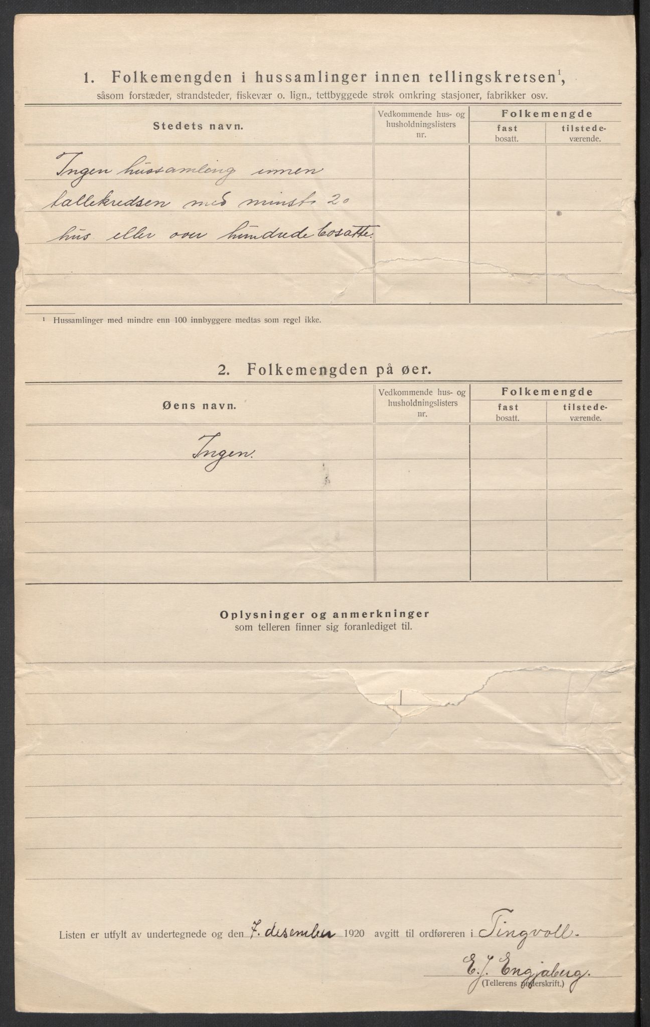 SAT, 1920 census for Tingvoll, 1920, p. 29