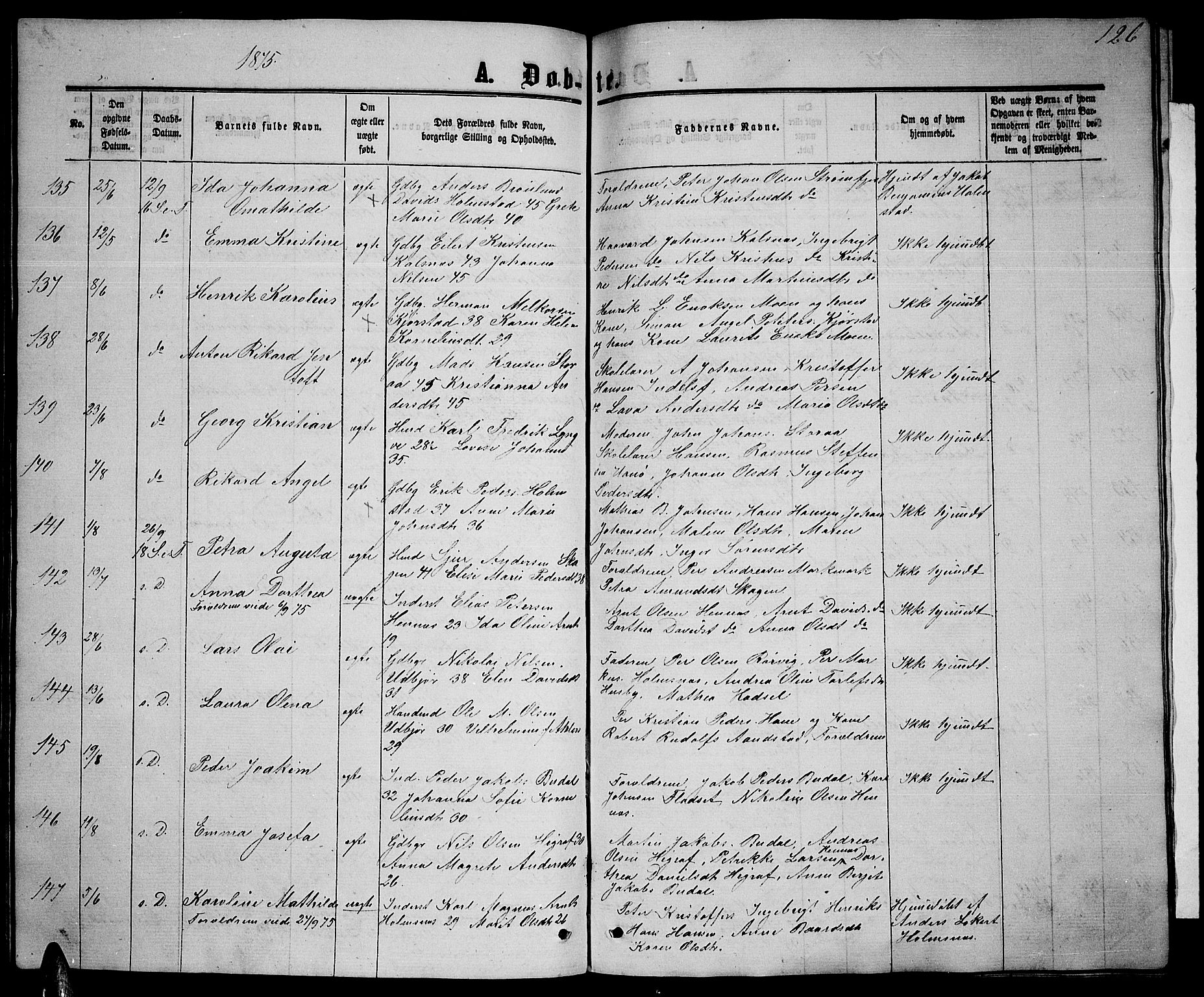 Ministerialprotokoller, klokkerbøker og fødselsregistre - Nordland, AV/SAT-A-1459/888/L1266: Parish register (copy) no. 888C04, 1864-1877, p. 126