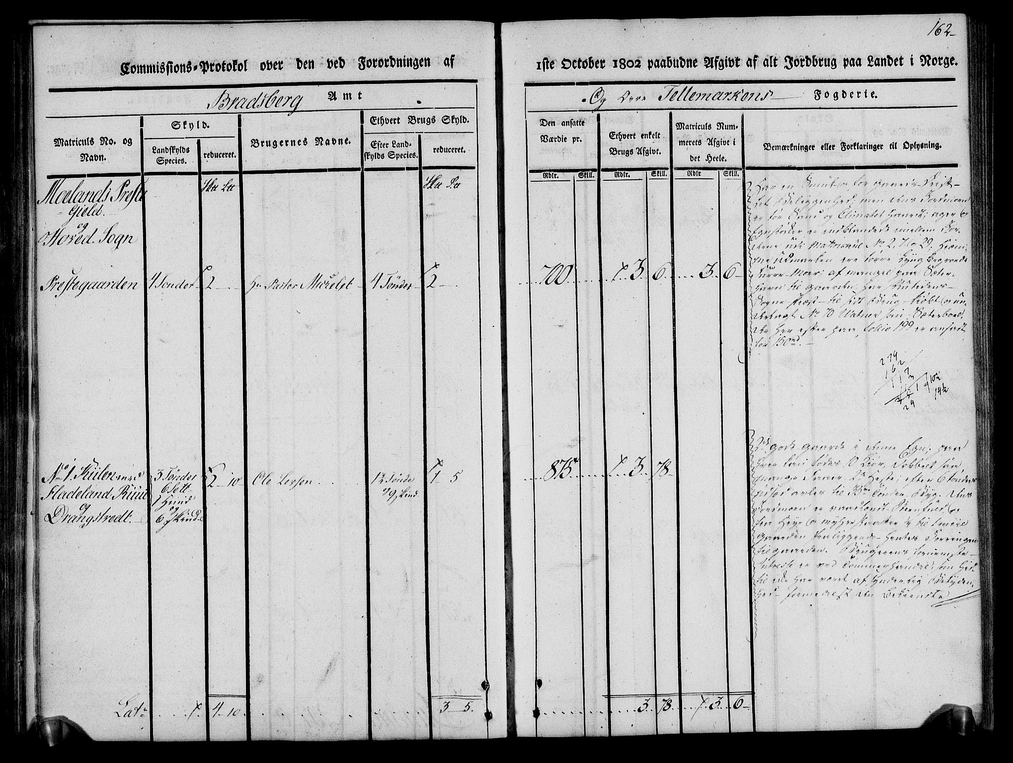 Rentekammeret inntil 1814, Realistisk ordnet avdeling, RA/EA-4070/N/Ne/Nea/L0075: Øvre Telemarken fogderi. Kommisjonsprotokoll for fogderiets vestre del - Kviteseid, Vinje, Moland [):Fyresdal] og Lårdal prestegjeld., 1803, p. 164