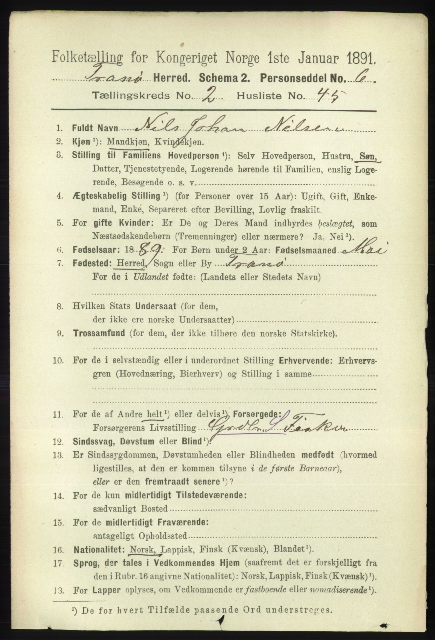 RA, 1891 census for 1927 Tranøy, 1891, p. 795