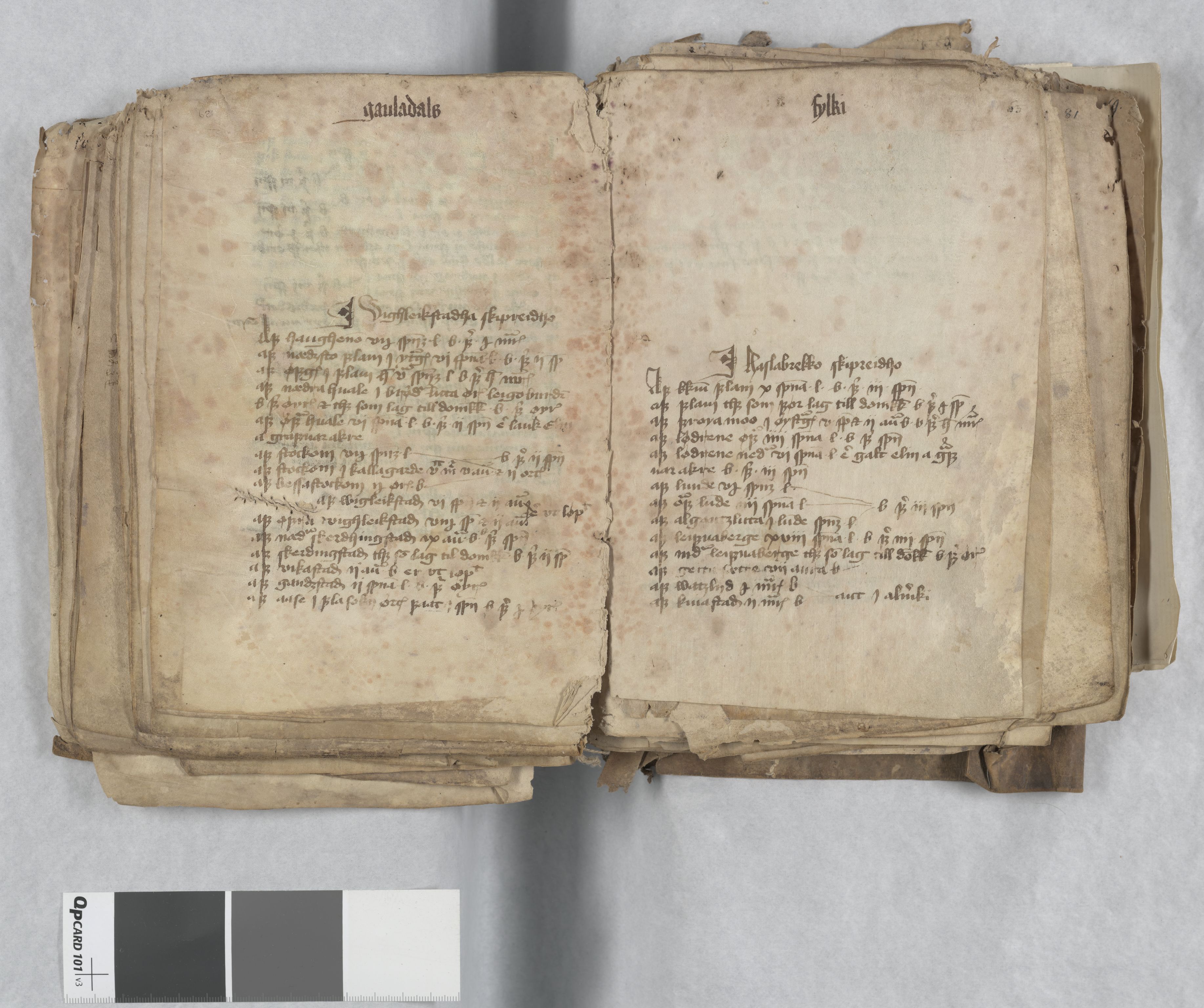 Riksarkivets diplomsamling, AV/RA-EA-5965/F13/F13c/L0001a/0001: NRA dipl. München papir, nr. 4292 Aslak Bolts jordebok. / 4292: Aslak Bolts jordebok, 1430-1439, p. 62-63