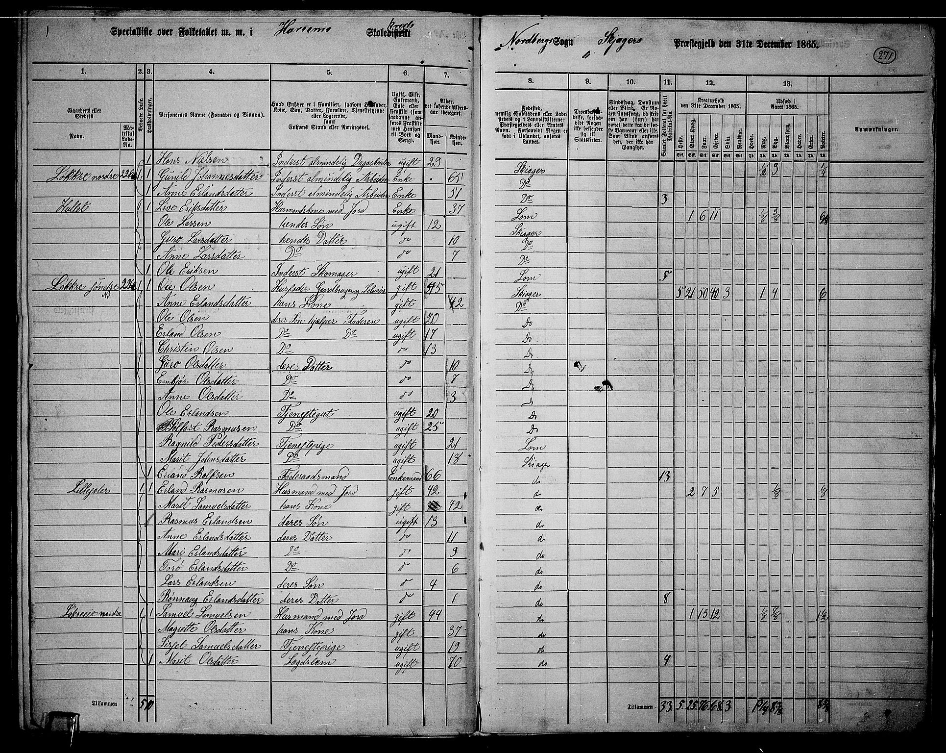 RA, 1865 census for Skjåk, 1865, p. 107