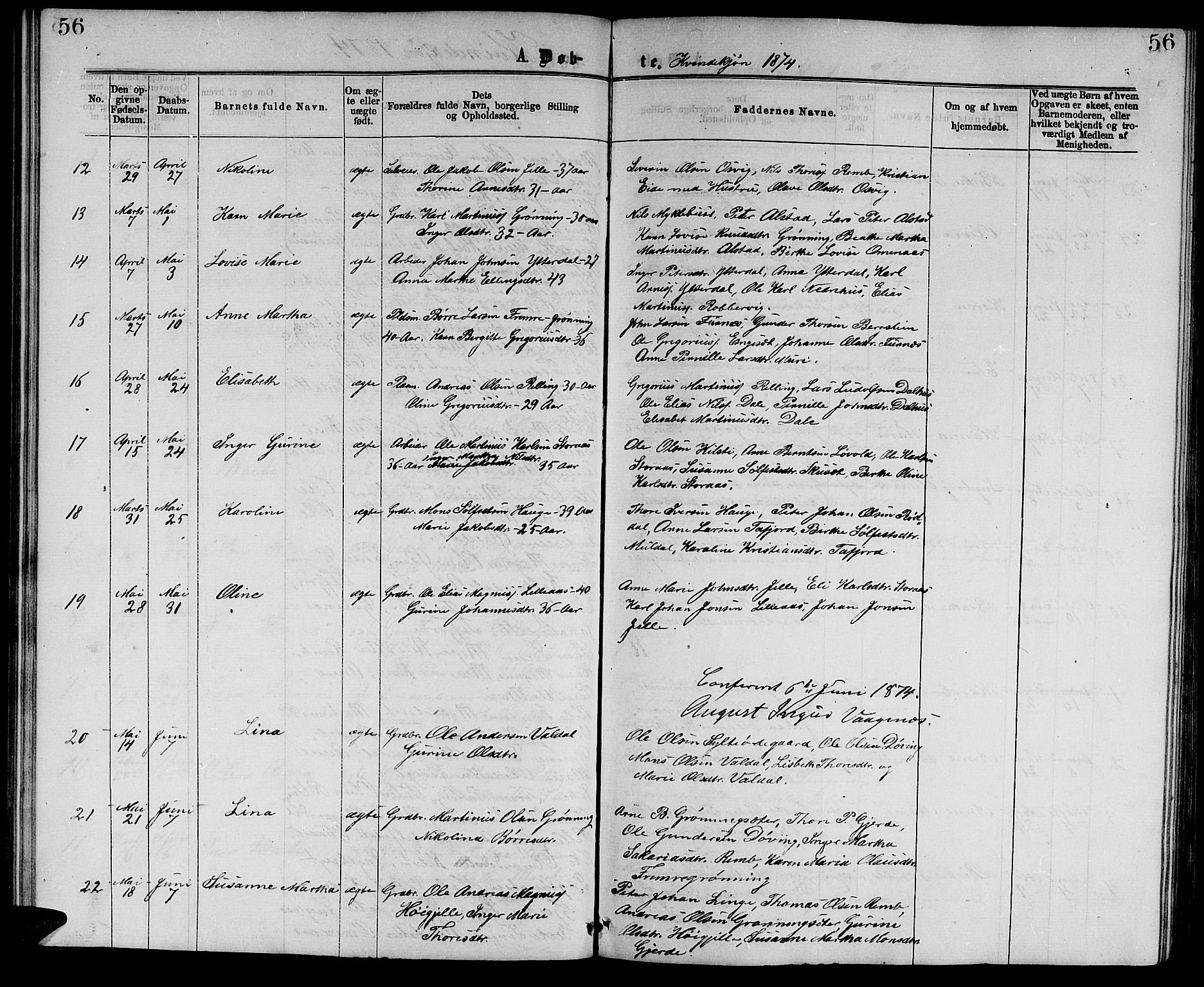 Ministerialprotokoller, klokkerbøker og fødselsregistre - Møre og Romsdal, SAT/A-1454/519/L0262: Parish register (copy) no. 519C03, 1866-1884, p. 56