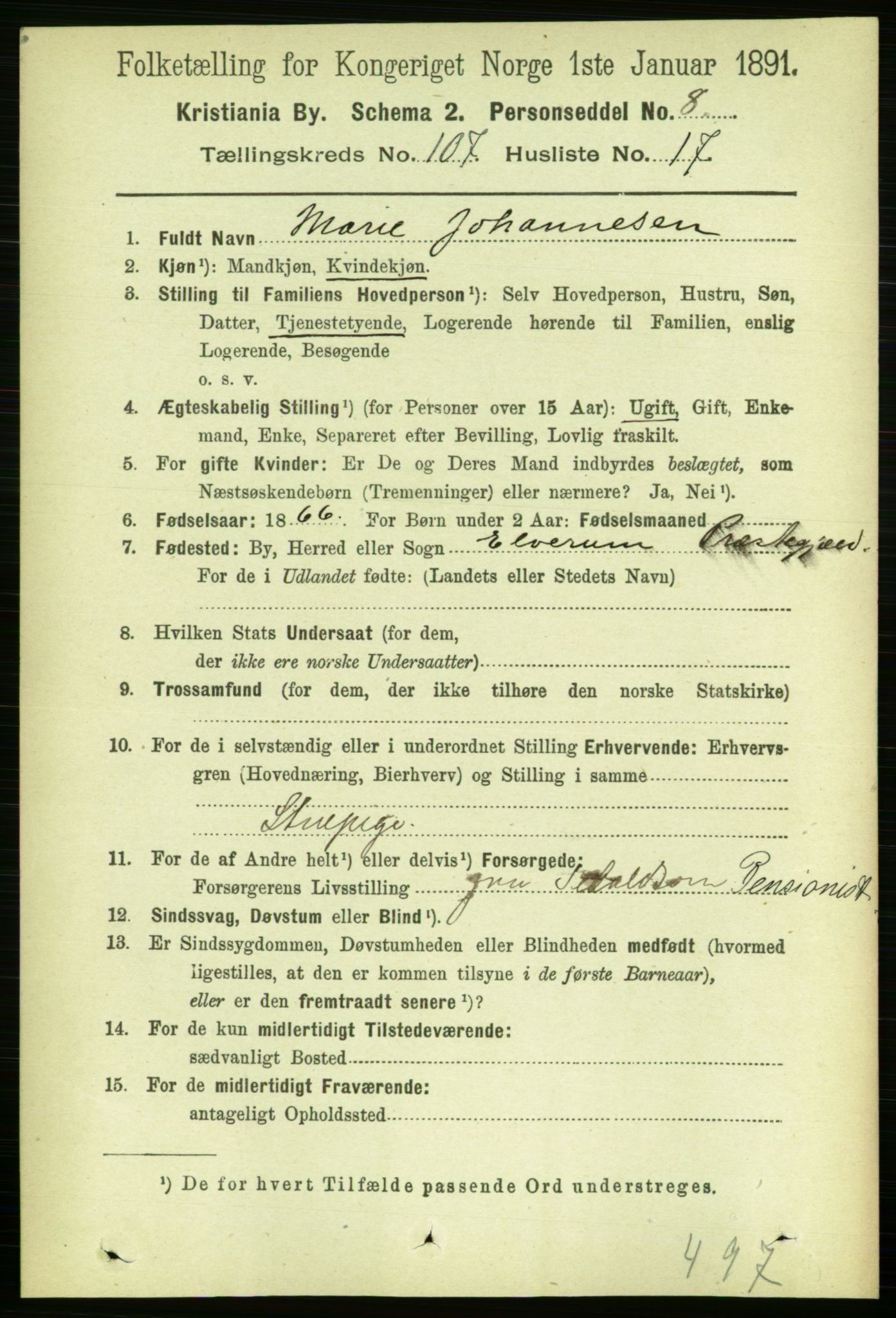 RA, 1891 census for 0301 Kristiania, 1891, p. 54947