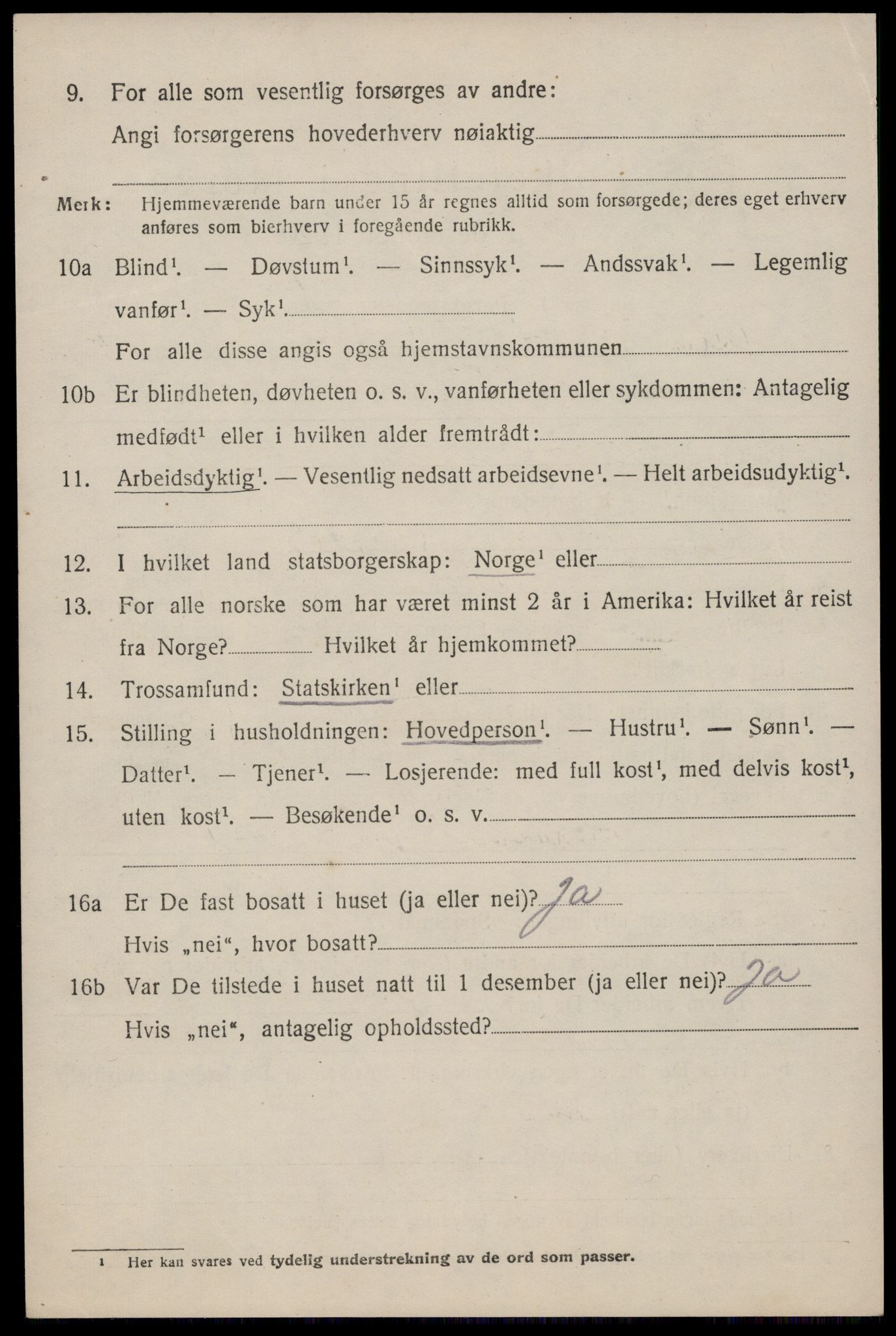 SAST, 1920 census for Nedstrand, 1920, p. 2650