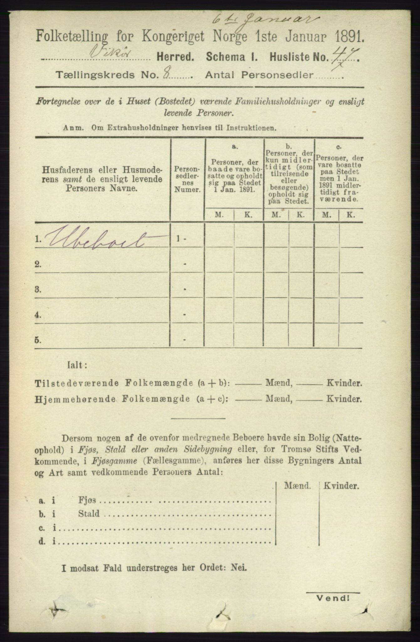 RA, 1891 census for 1238 Vikør, 1891, p. 2321