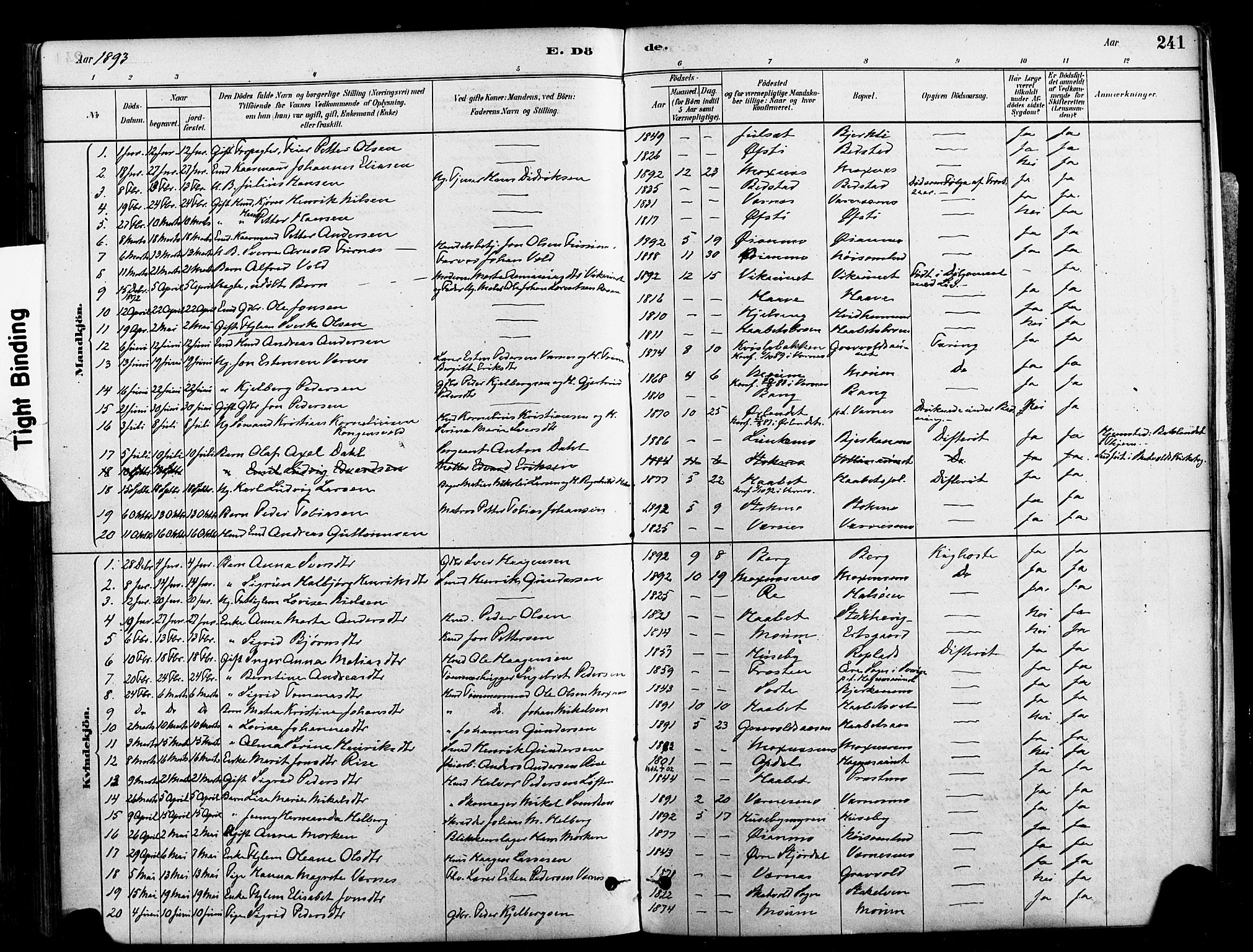 Ministerialprotokoller, klokkerbøker og fødselsregistre - Nord-Trøndelag, SAT/A-1458/709/L0077: Parish register (official) no. 709A17, 1880-1895, p. 241