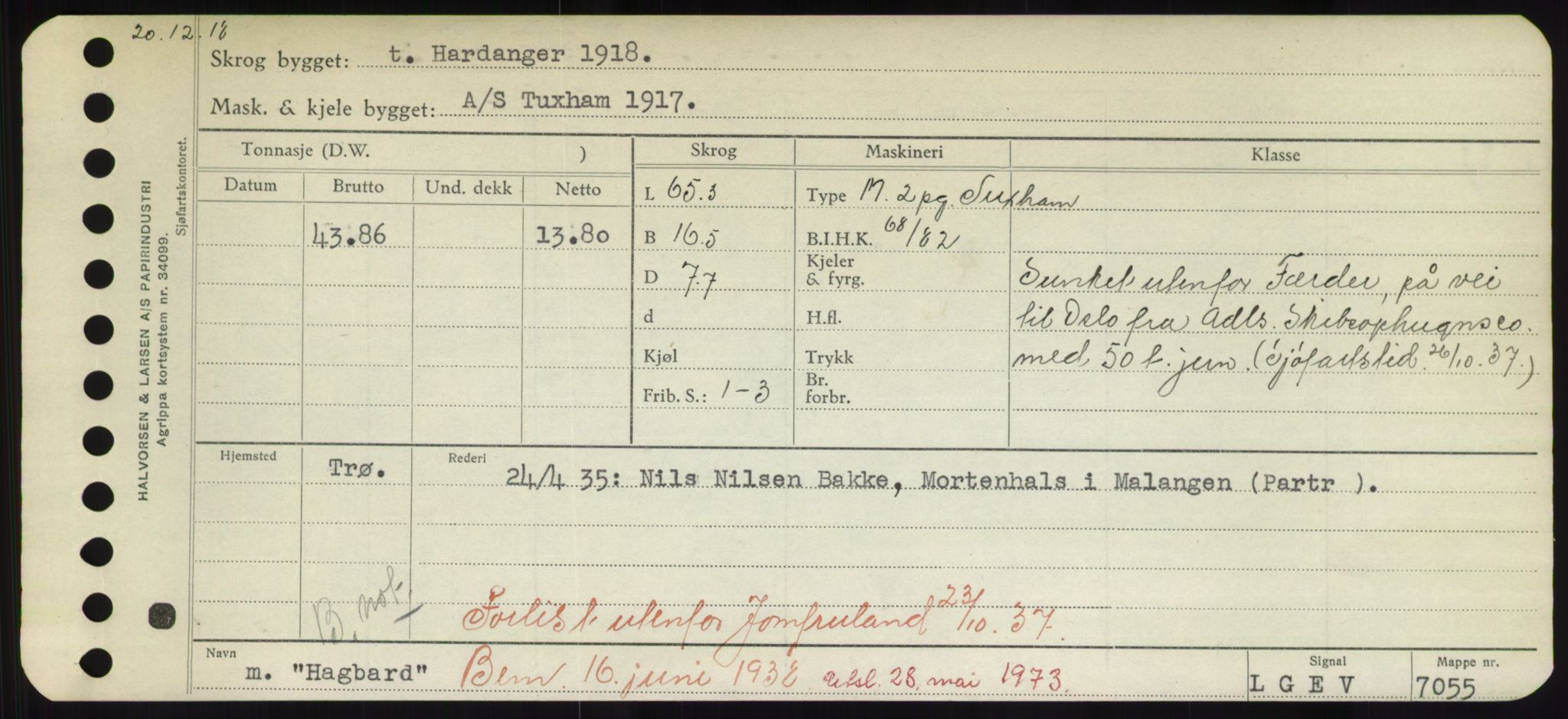 Sjøfartsdirektoratet med forløpere, Skipsmålingen, RA/S-1627/H/Hd/L0014: Fartøy, H-Havl, p. 75