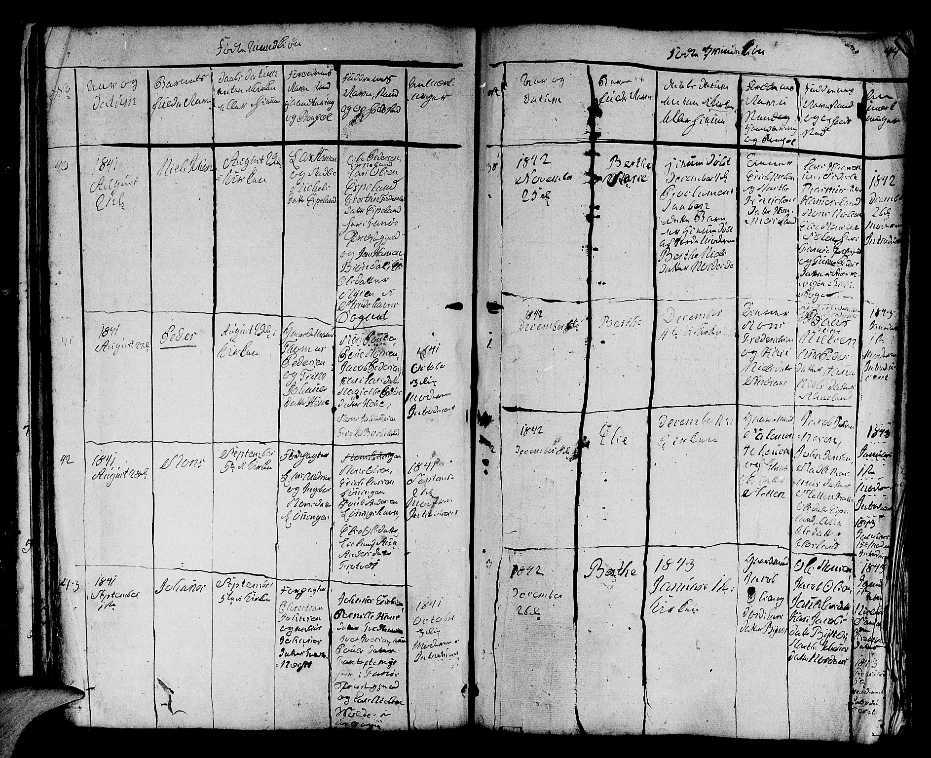 Fana Sokneprestembete, SAB/A-75101/H/Hab/Habb/L0001: Parish register (copy) no. B 1, 1837-1855, p. 44