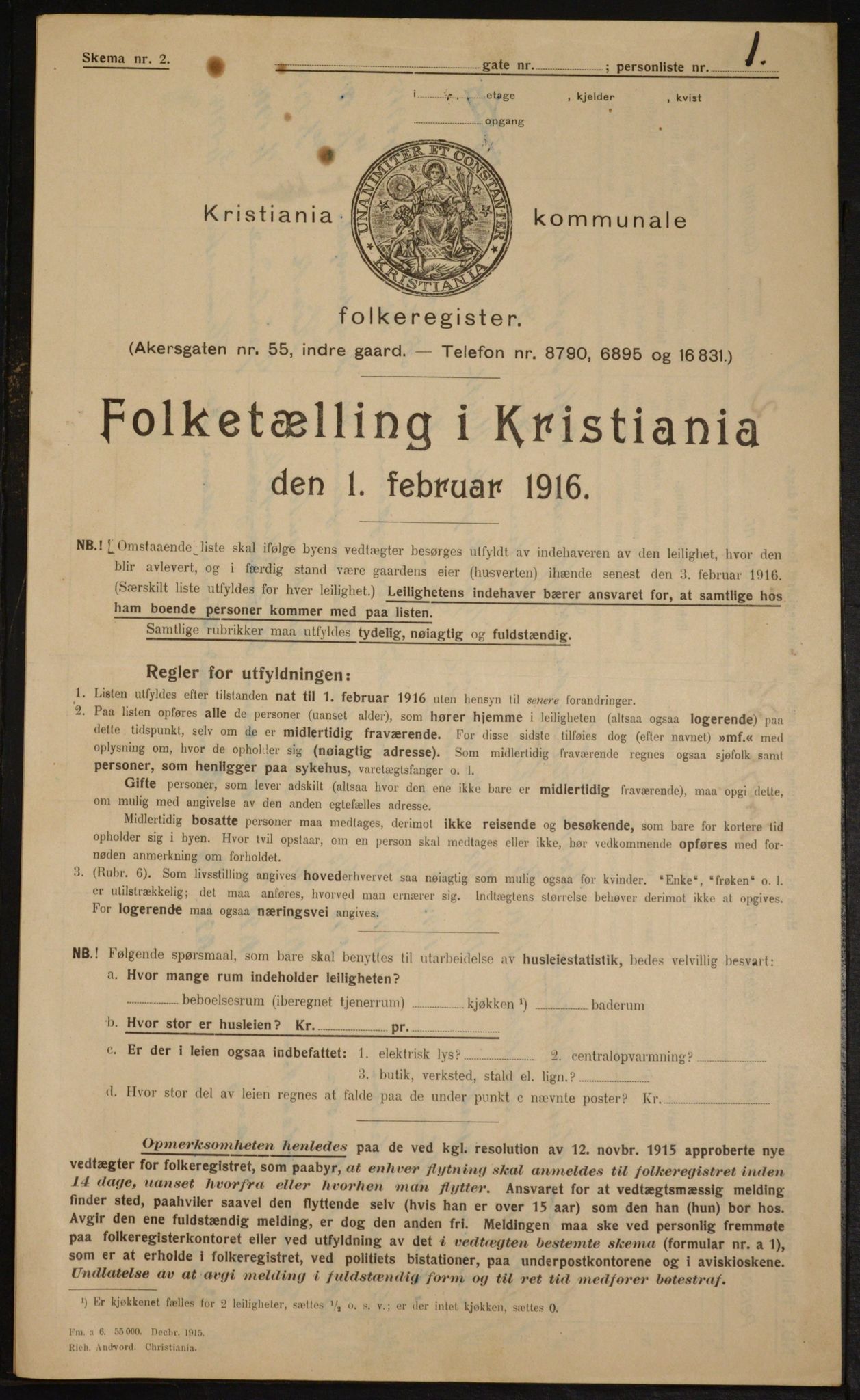 OBA, Municipal Census 1916 for Kristiania, 1916, p. 117500