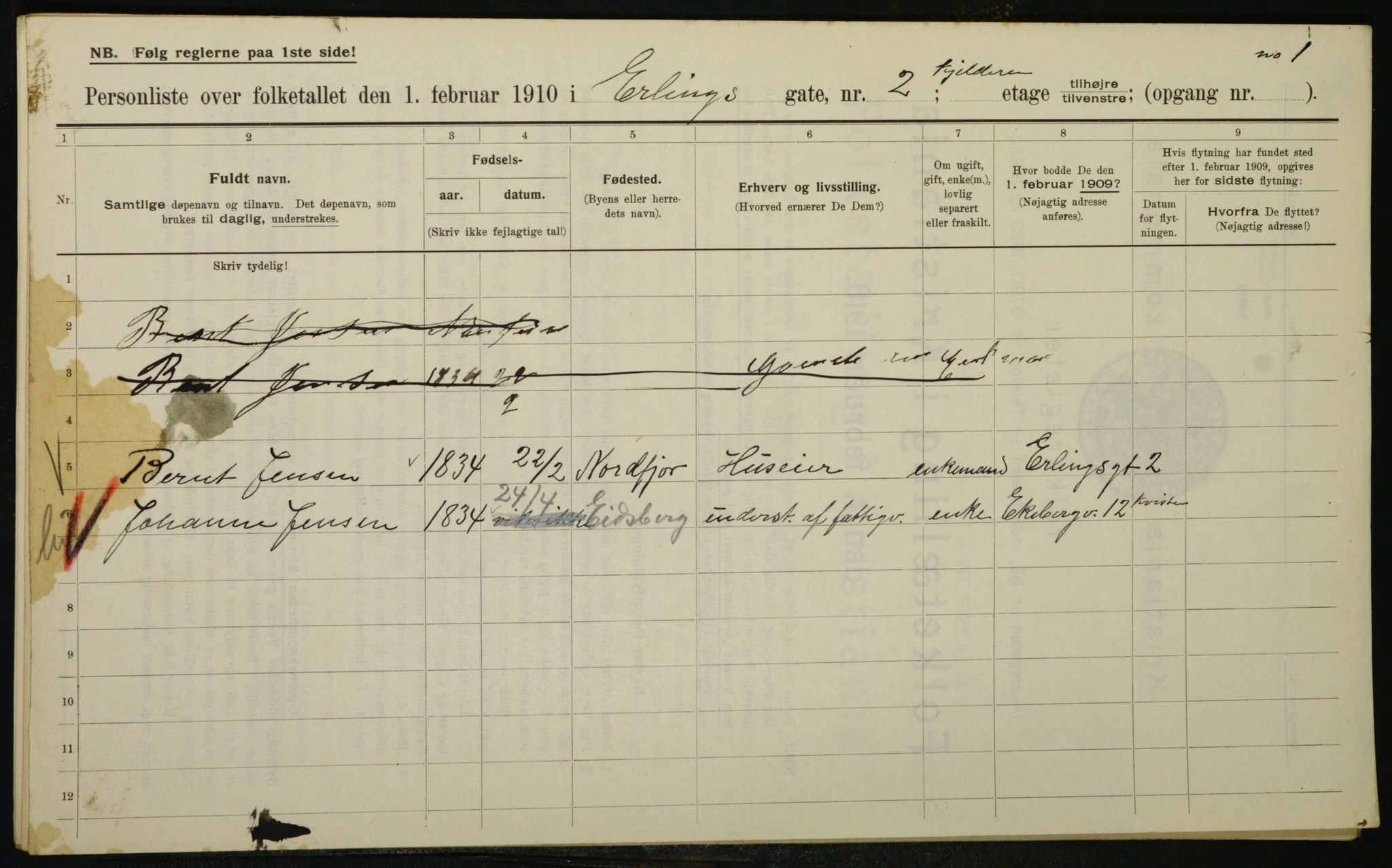 OBA, Municipal Census 1910 for Kristiania, 1910, p. 20668