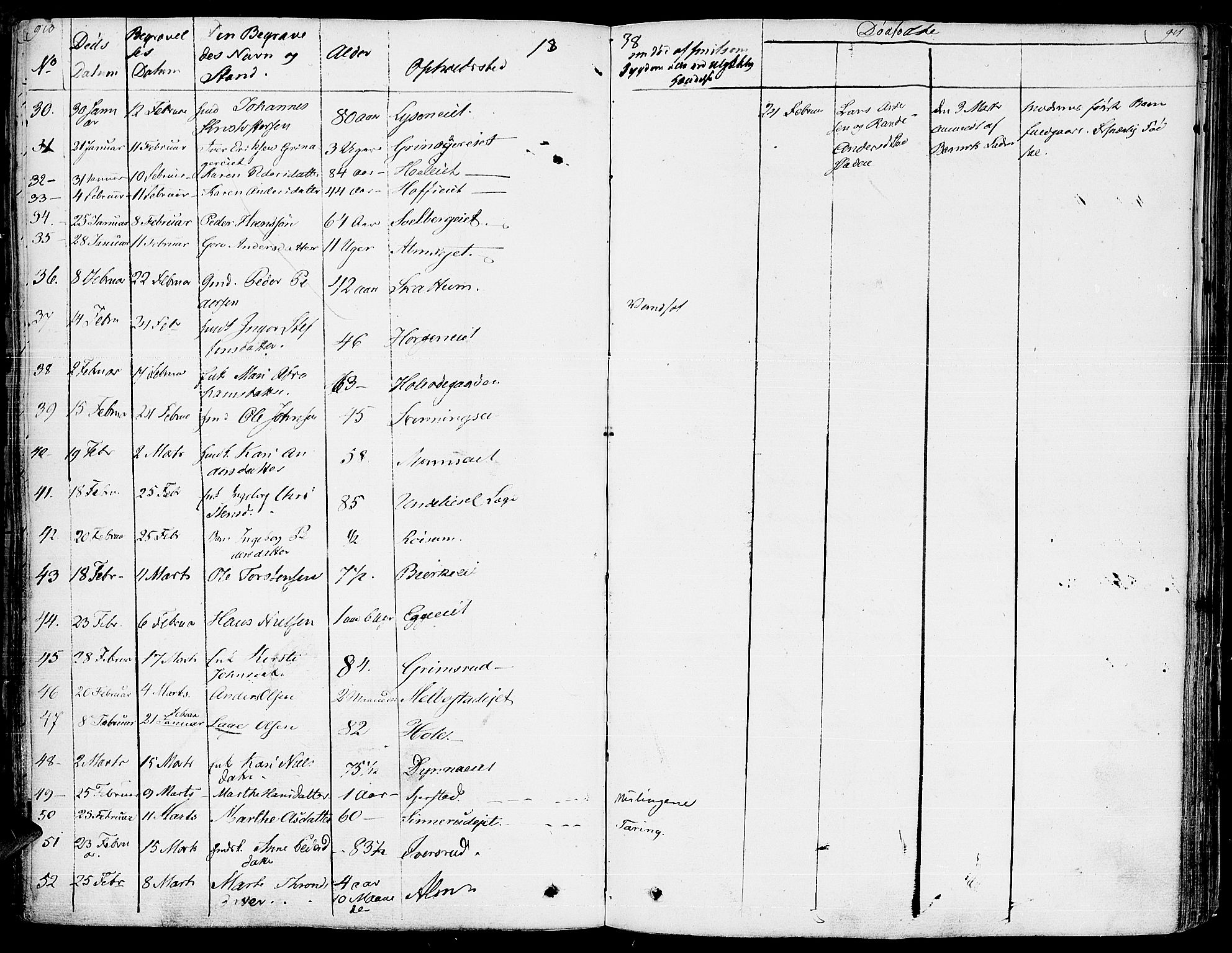 Gran prestekontor, AV/SAH-PREST-112/H/Ha/Haa/L0010: Parish register (official) no. 10, 1824-1842, p. 910-911