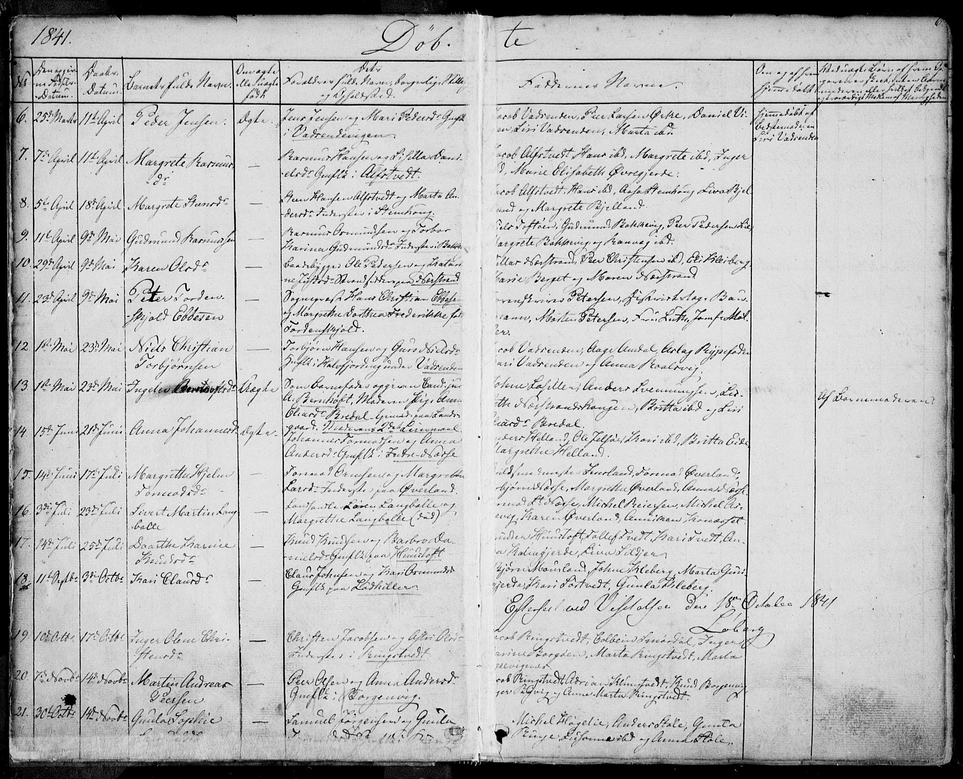 Nedstrand sokneprestkontor, AV/SAST-A-101841/01/IV: Parish register (official) no. A 8, 1839-1860, p. 6