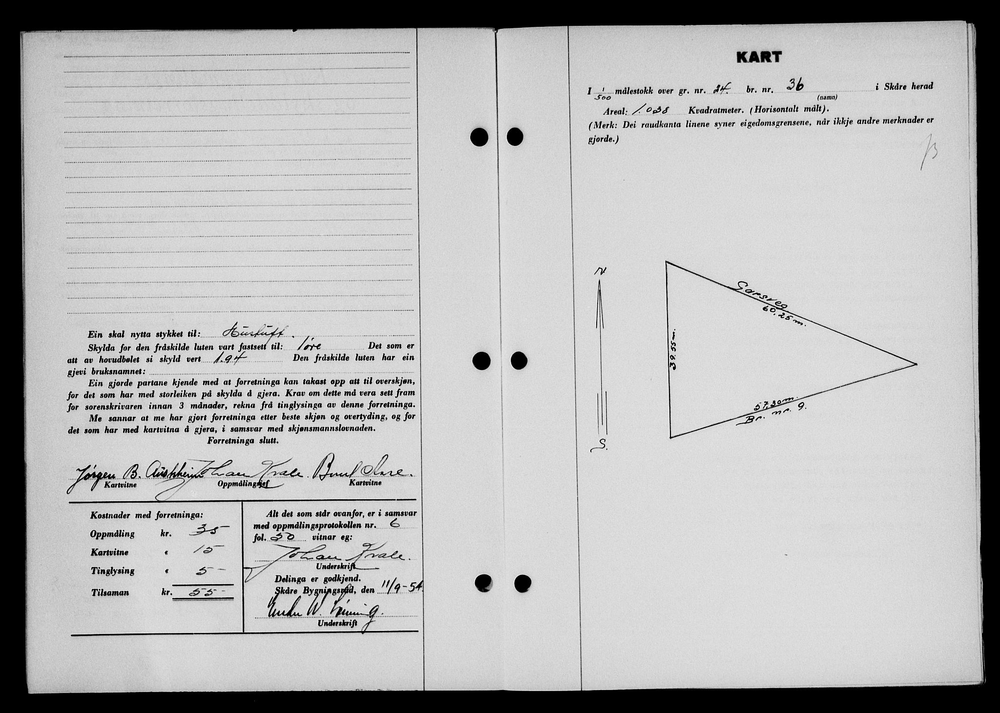 Karmsund sorenskriveri, AV/SAST-A-100311/01/II/IIB/L0113: Mortgage book no. 93A, 1954-1954, Diary no: : 3038/1954