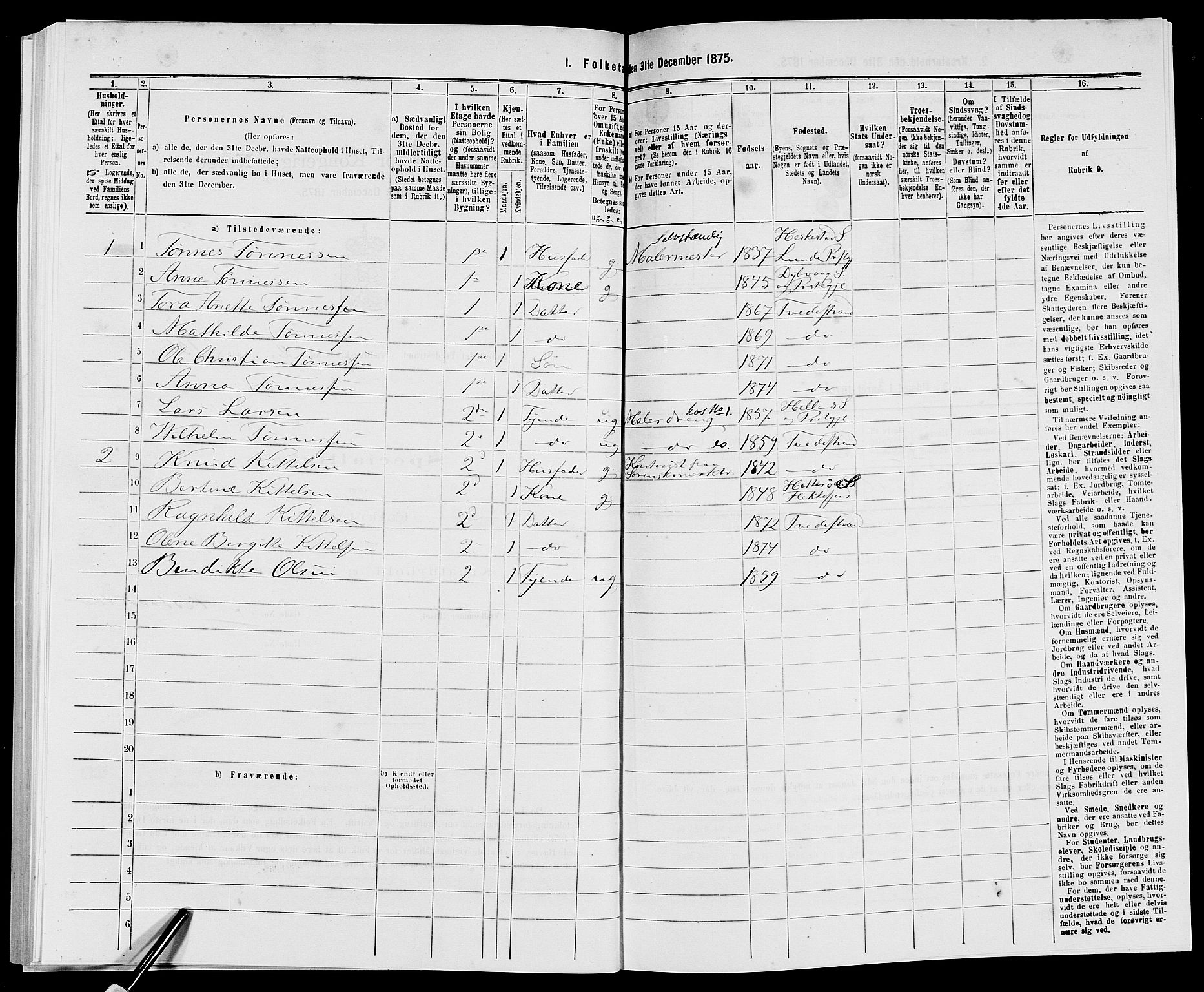 SAK, 1875 census for 0902B Holt/Tvedestrand, 1875, p. 296