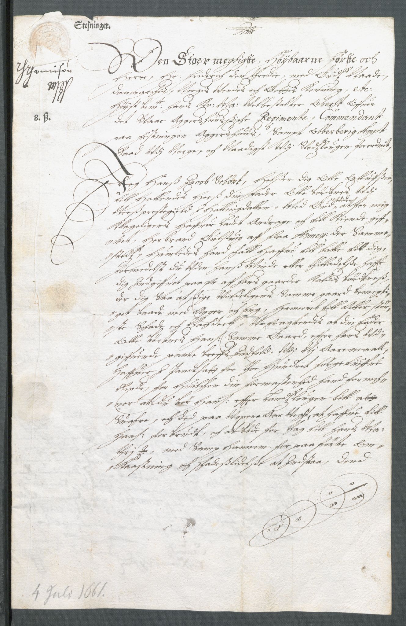 Riksarkivets diplomsamling, AV/RA-EA-5965/F02/L0169: Dokumenter, 1661-1663, p. 38