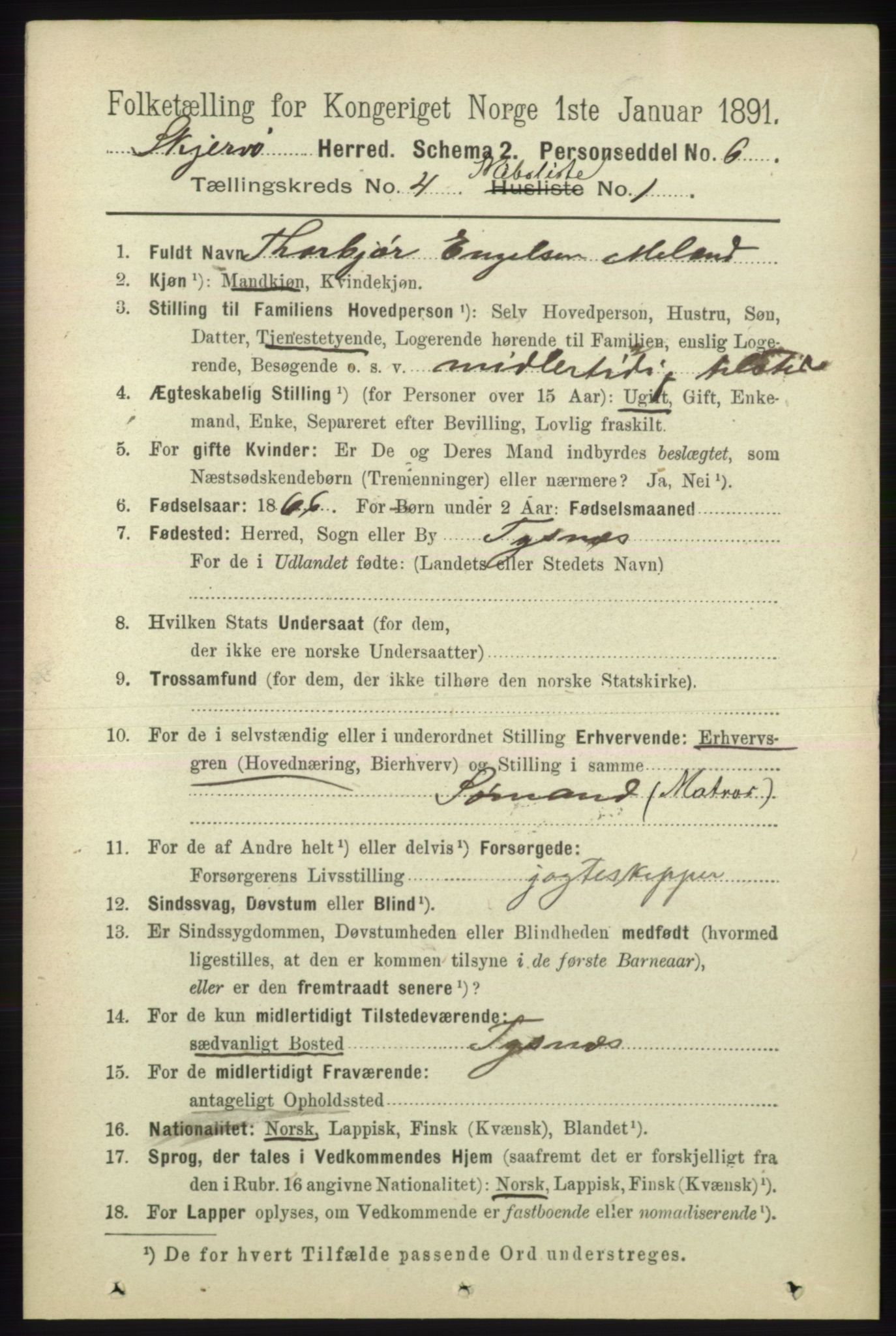 RA, 1891 census for 1941 Skjervøy, 1891, p. 2877