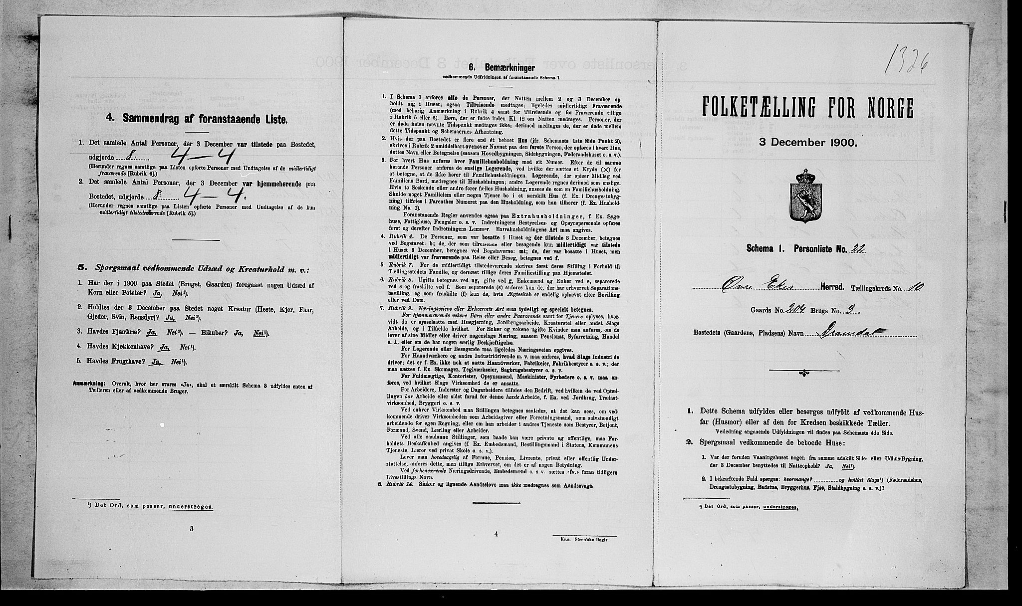 RA, 1900 census for Øvre Eiker, 1900, p. 1867